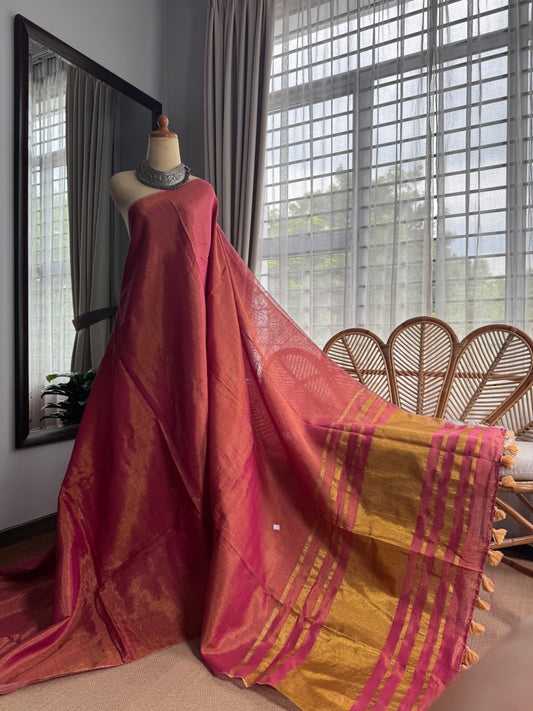 Linen Raaga  - Linen by Zari Tissue Saree