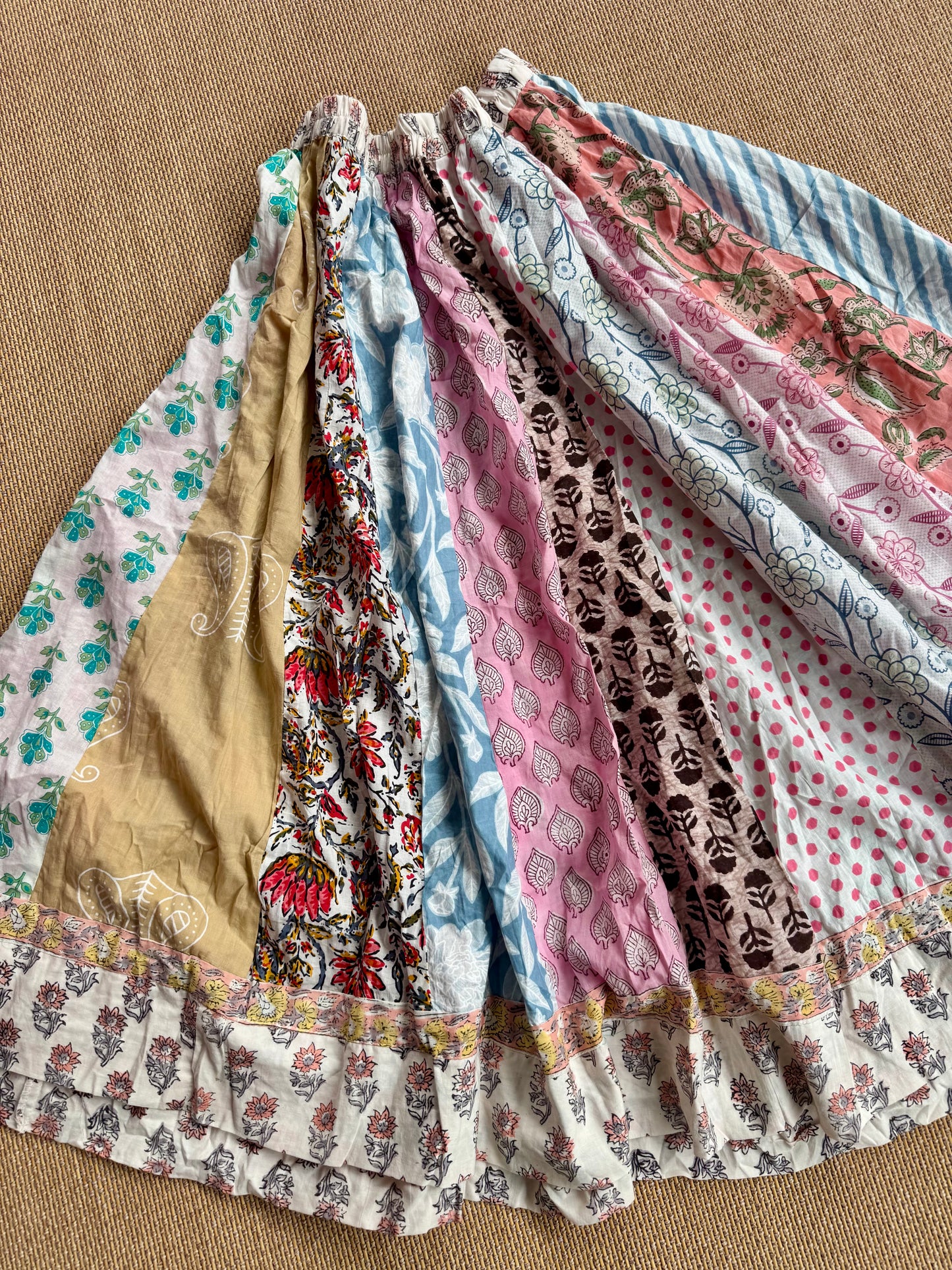 3/4 Patch work Ajrakh flair Skirt