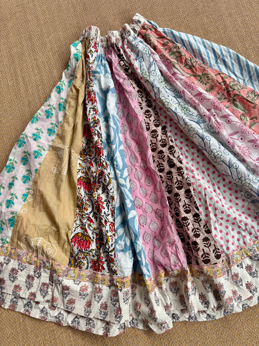 3/4 Patch work Ajrakh flair Skirt