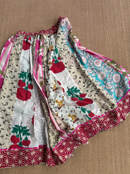 3/4 Patch work Ajrakh flair Skirt