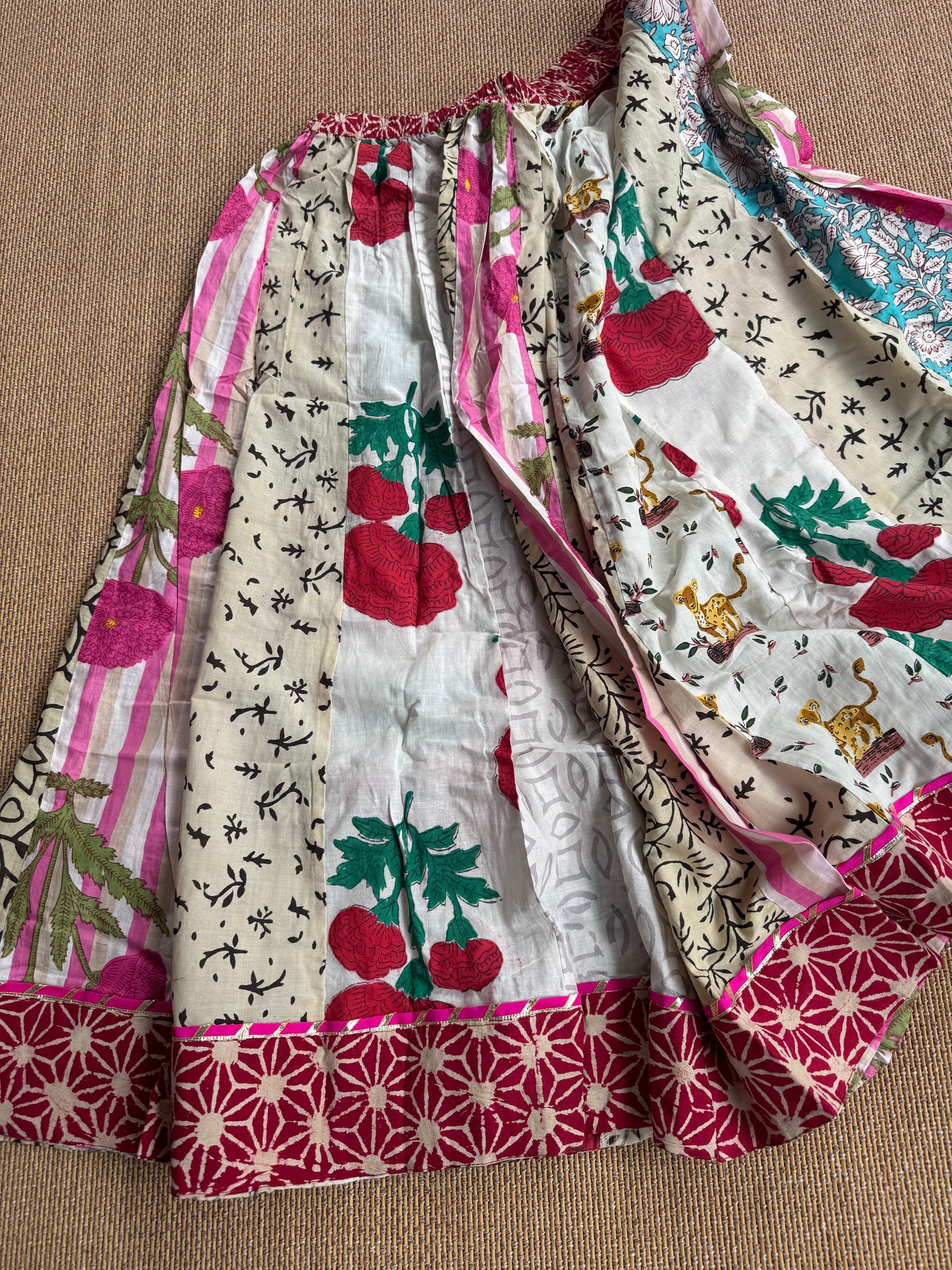 3/4 Patch work Ajrakh flair Skirt