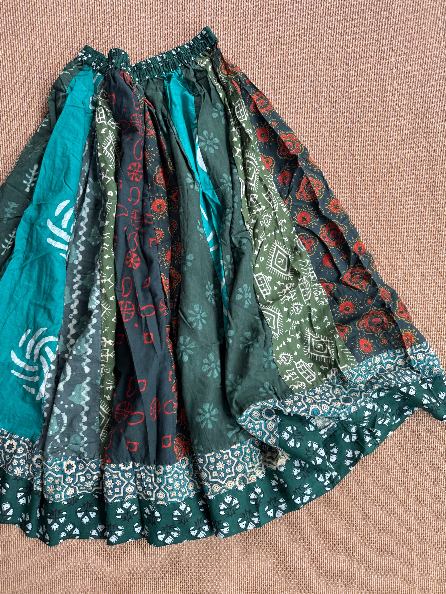 3/4 Patch work Ajrakh flair Skirt