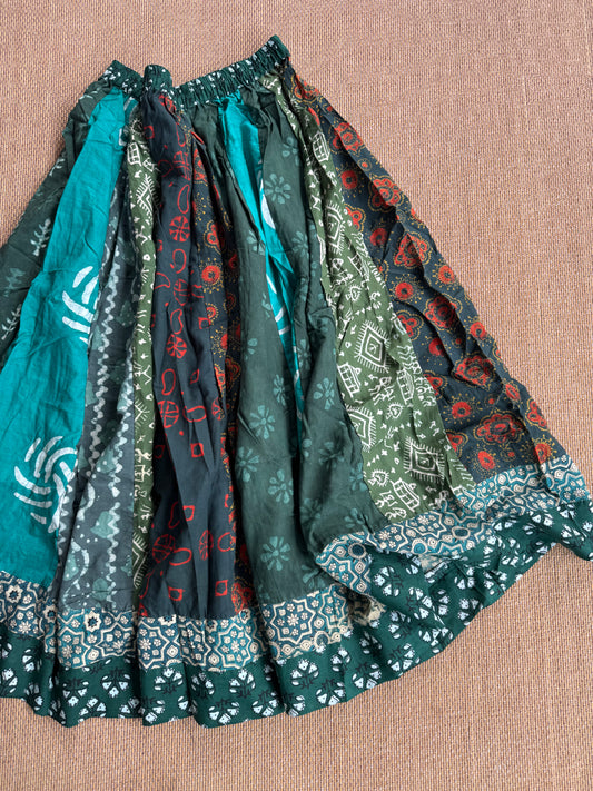 3/4 Patch work Ajrakh flair Skirt
