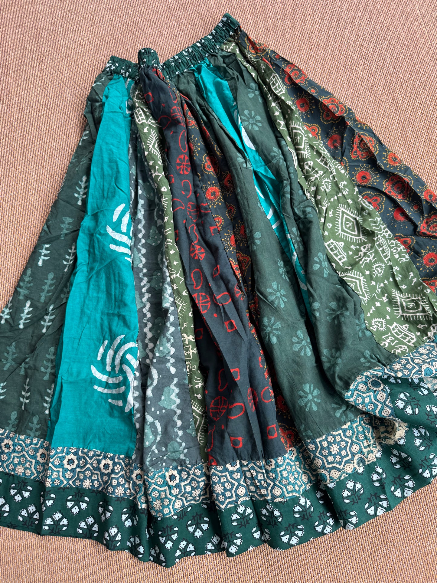 3/4 Patch work Ajrakh flair Skirt