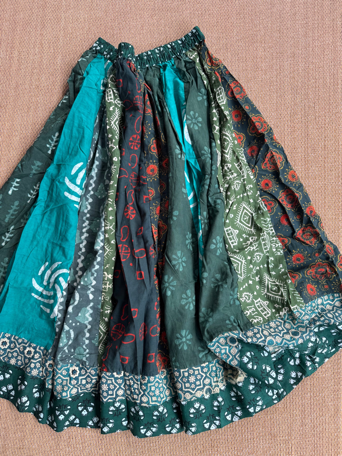 3/4 Patch work Ajrakh flair Skirt