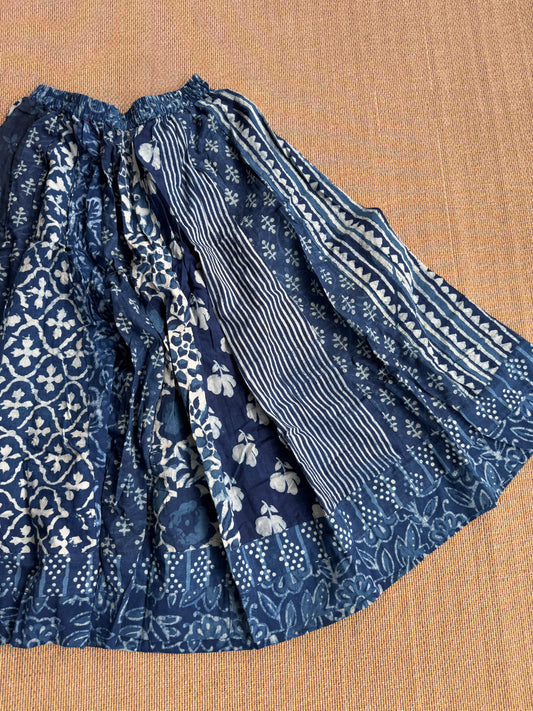 3/4 Patch work Ajrakh flair Skirt