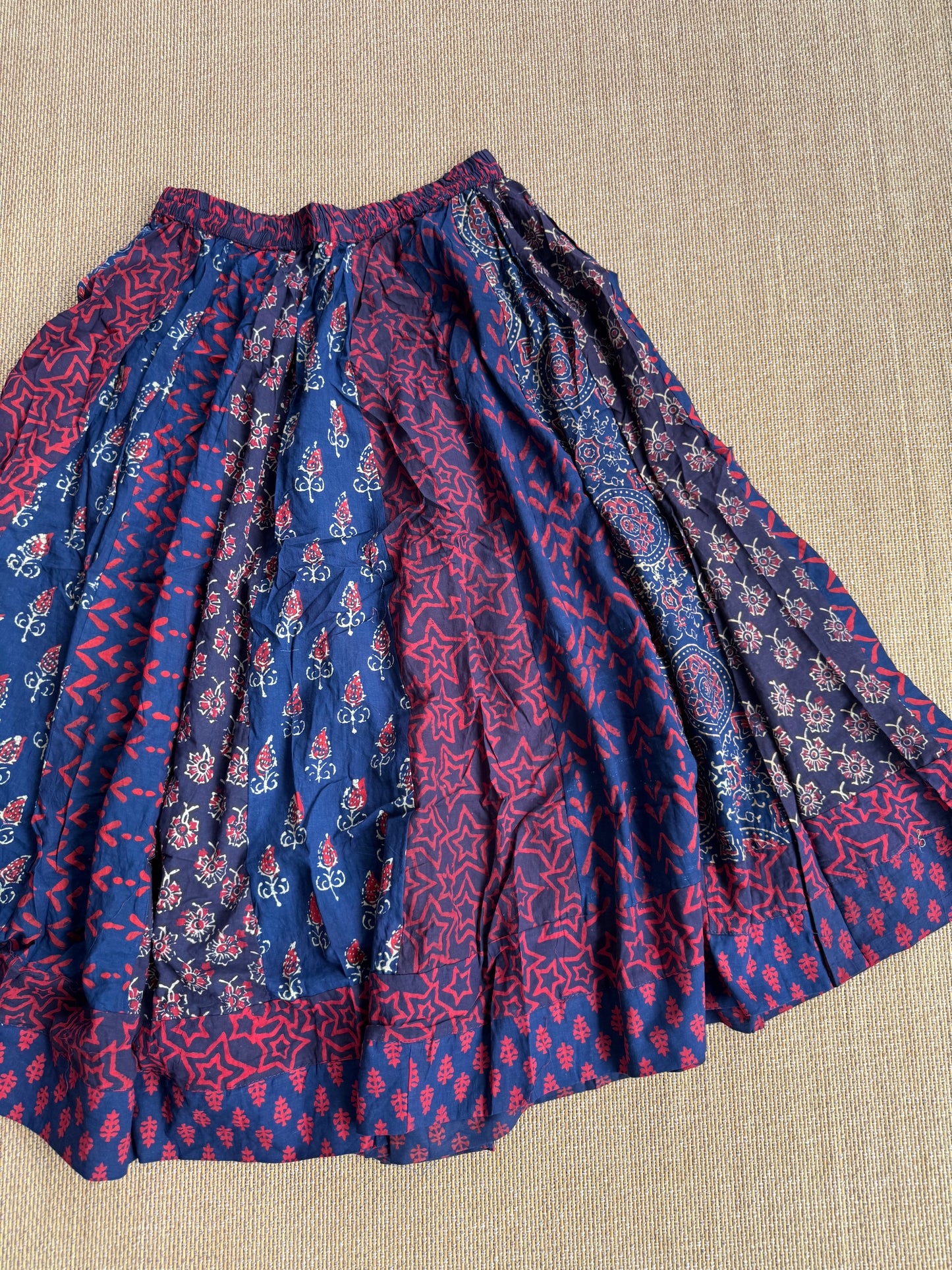 3/4 Patch work Ajrakh flair Skirt