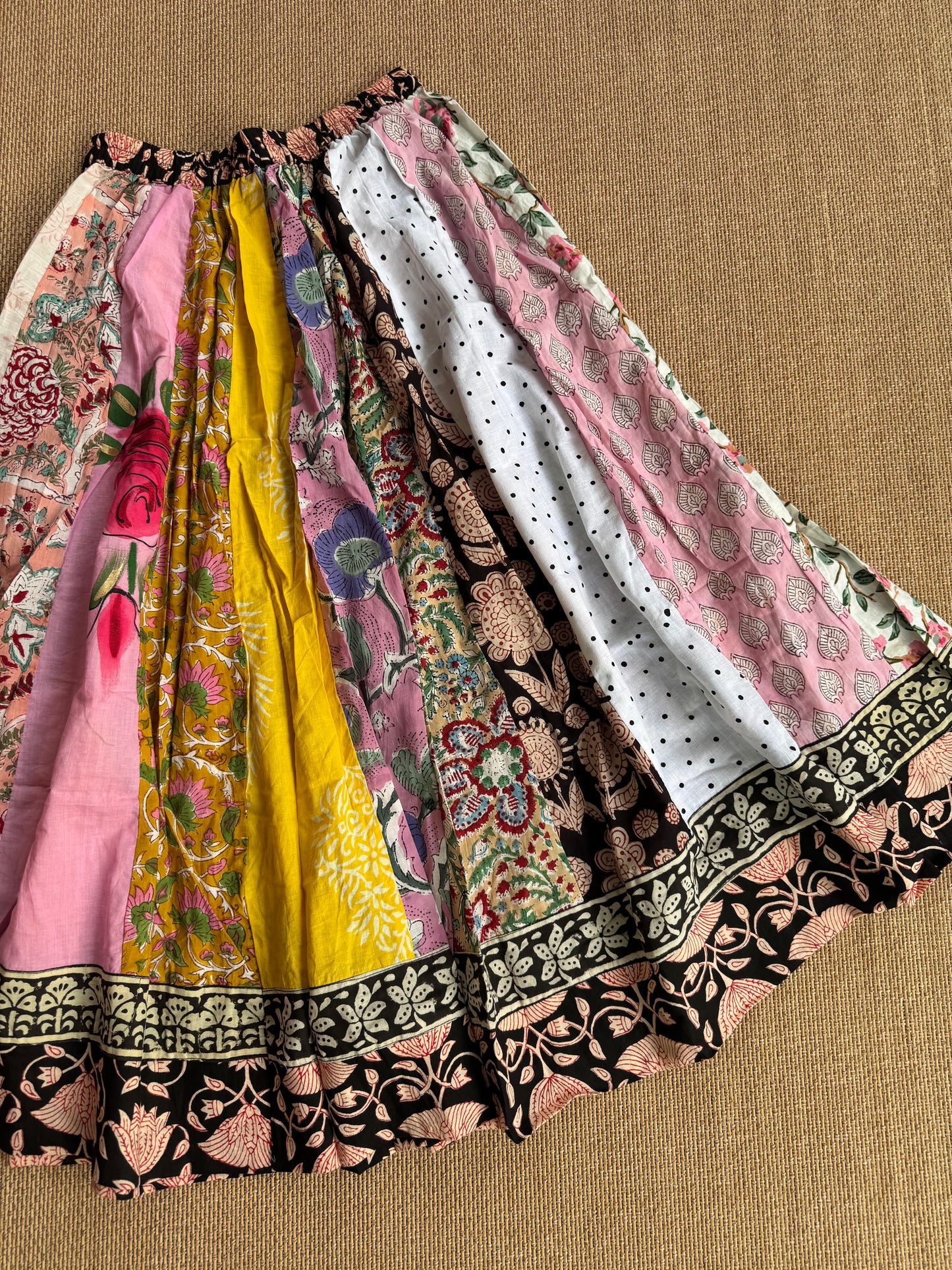 3/4 Patch work Ajrakh flair Skirt