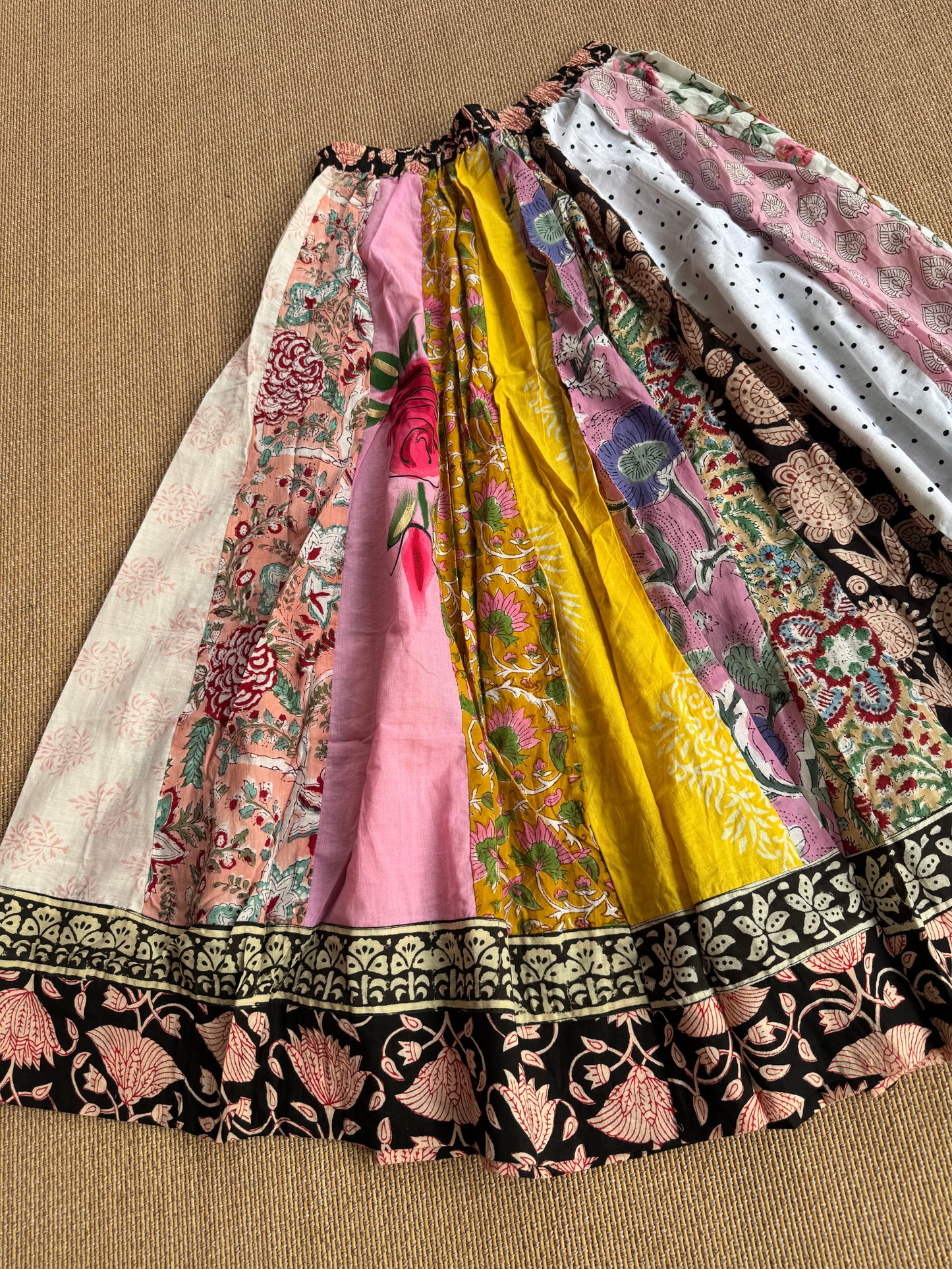 3/4 Patch work Ajrakh flair Skirt