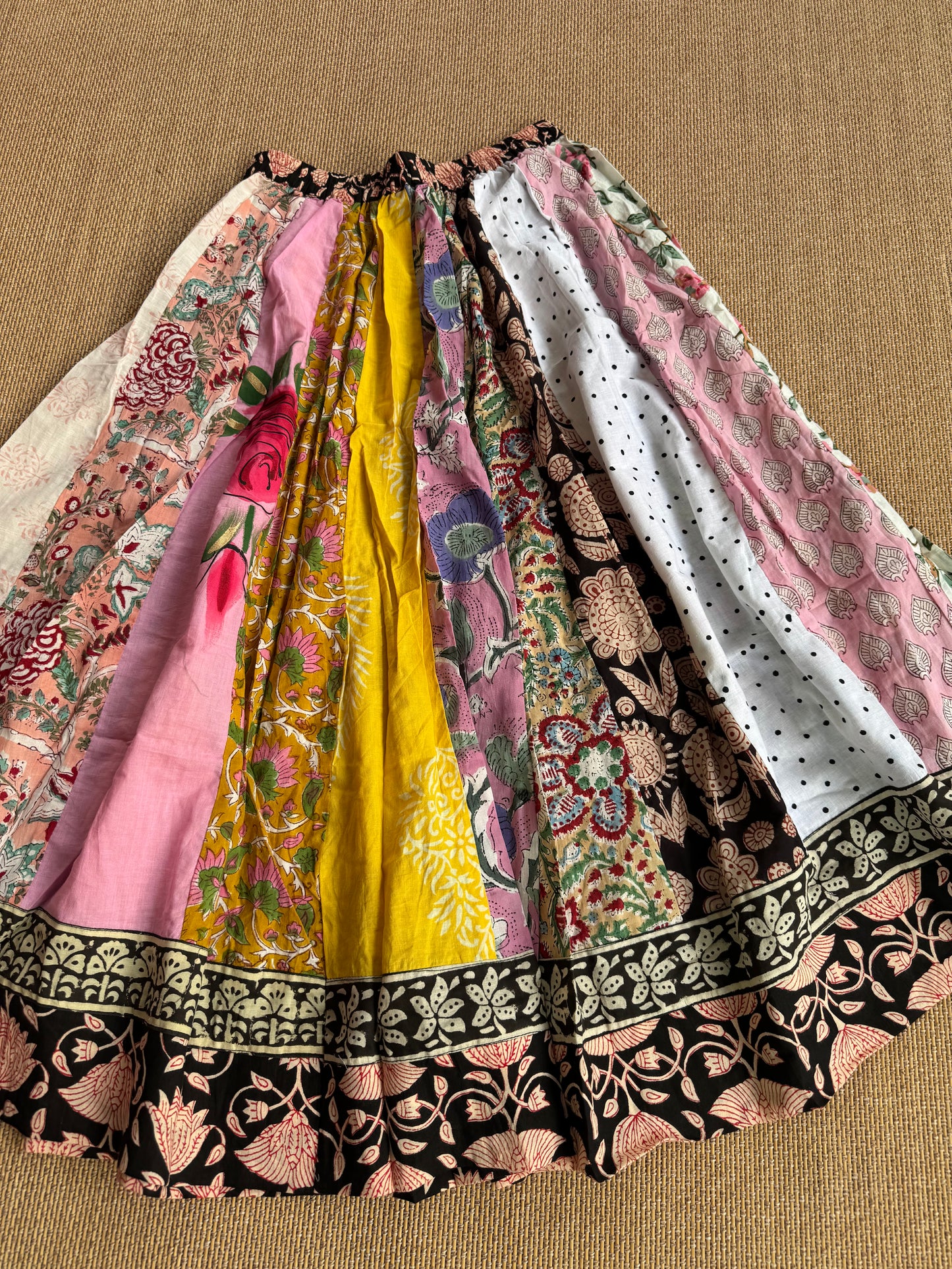 3/4 Patch work Ajrakh flair Skirt