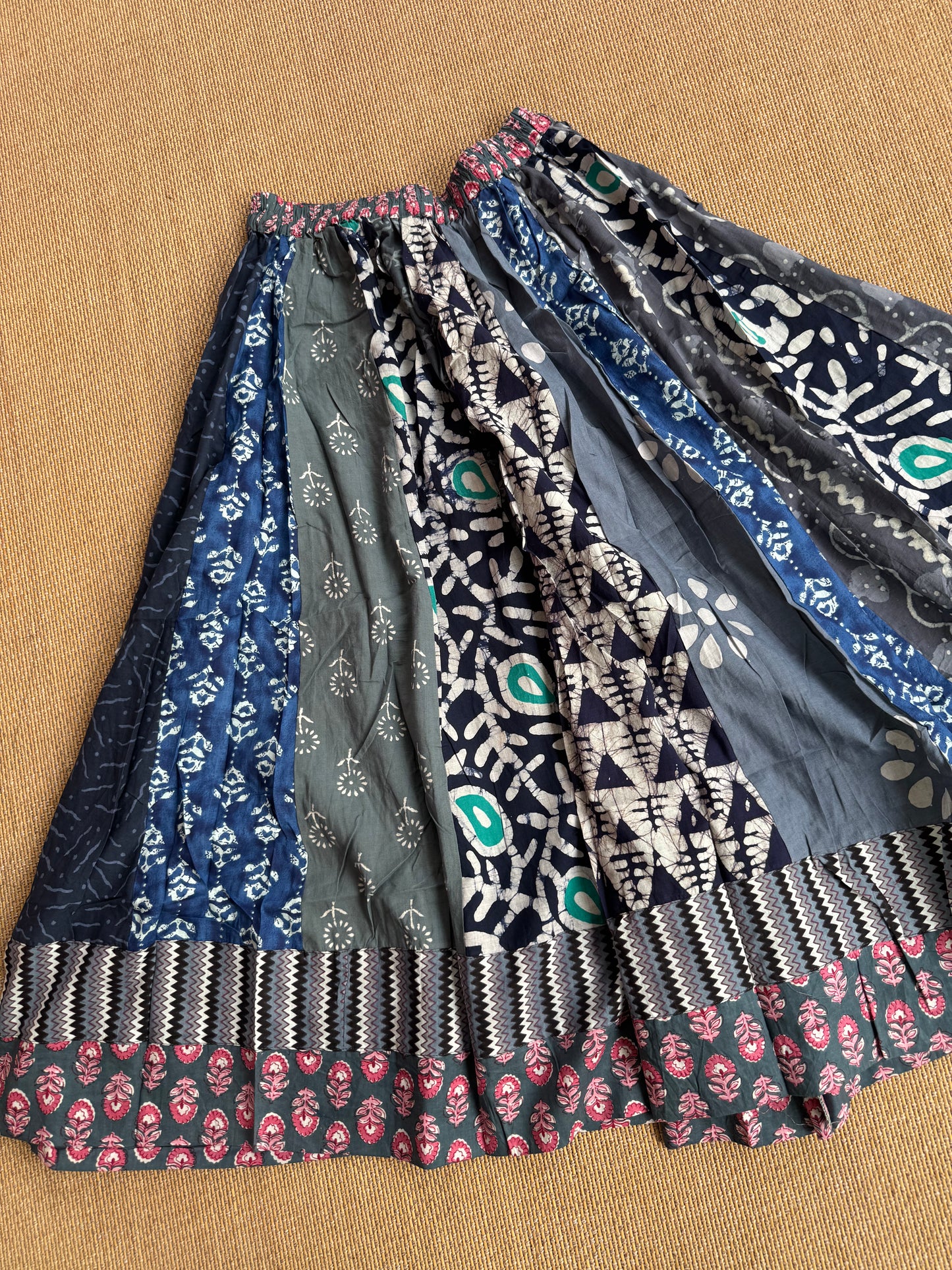 3/4 Patch work Ajrakh flair Skirt