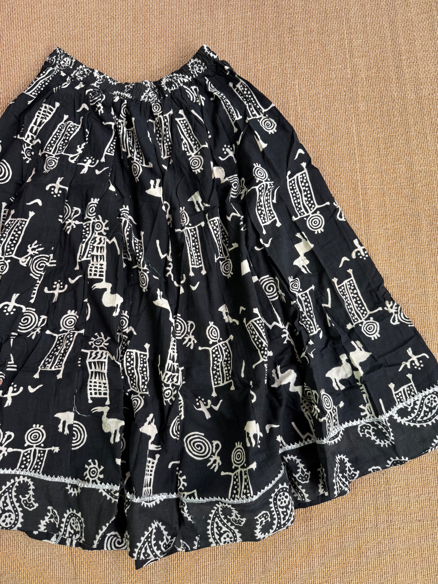 3/4 Patch work Ajrakh flair Skirt