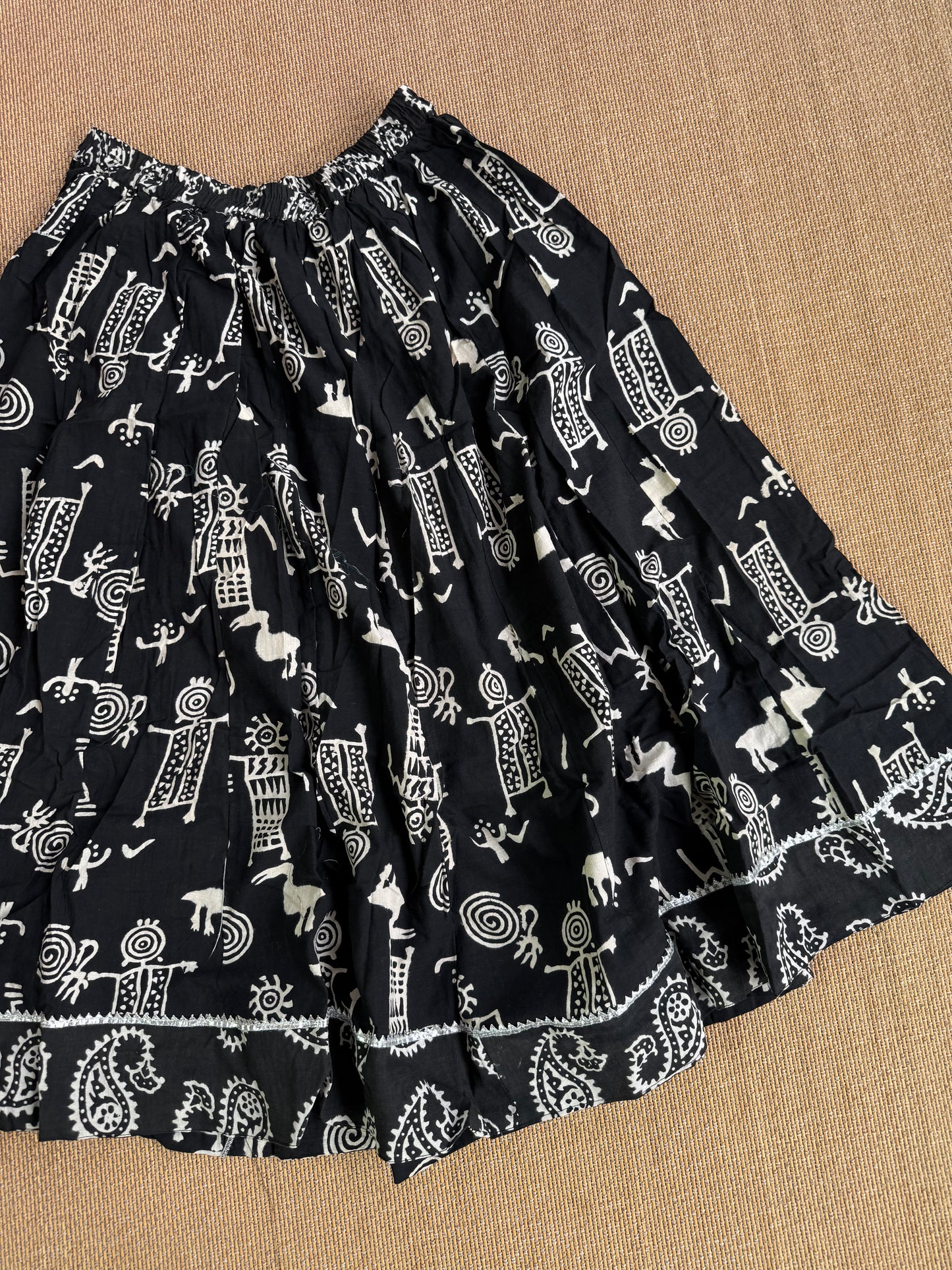 3/4 Patch work Ajrakh flair Skirt