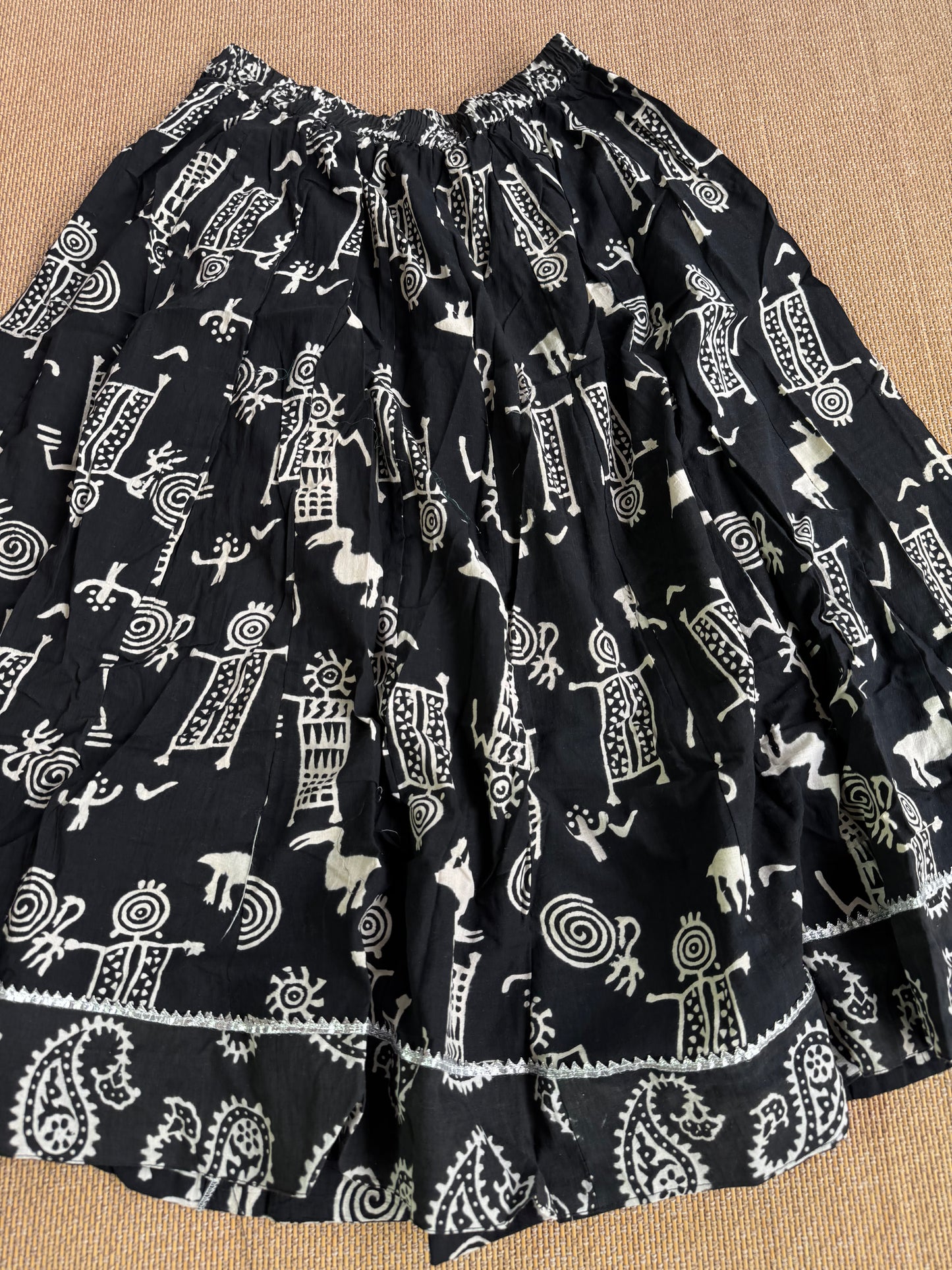 3/4 Patch work Ajrakh flair Skirt