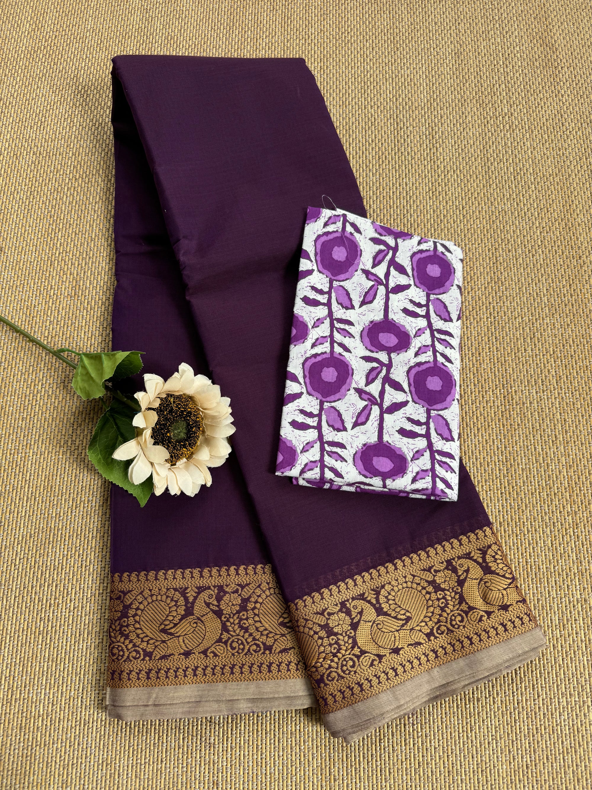 ComBo DealZ : Chettinadu Cotton Saree with Matching Blouse