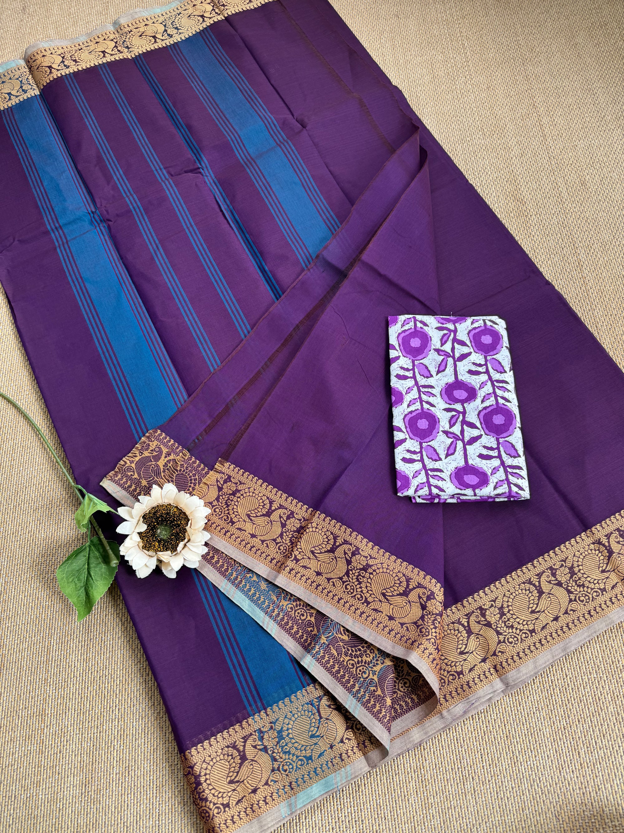 ComBo DealZ : Chettinadu Cotton Saree with Matching Blouse