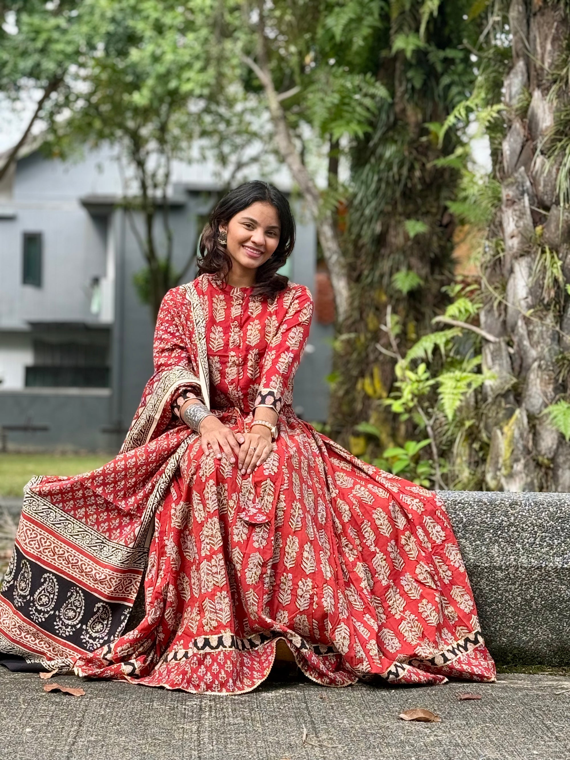 Bagru Hand Block Print Cotton Lehenga Set