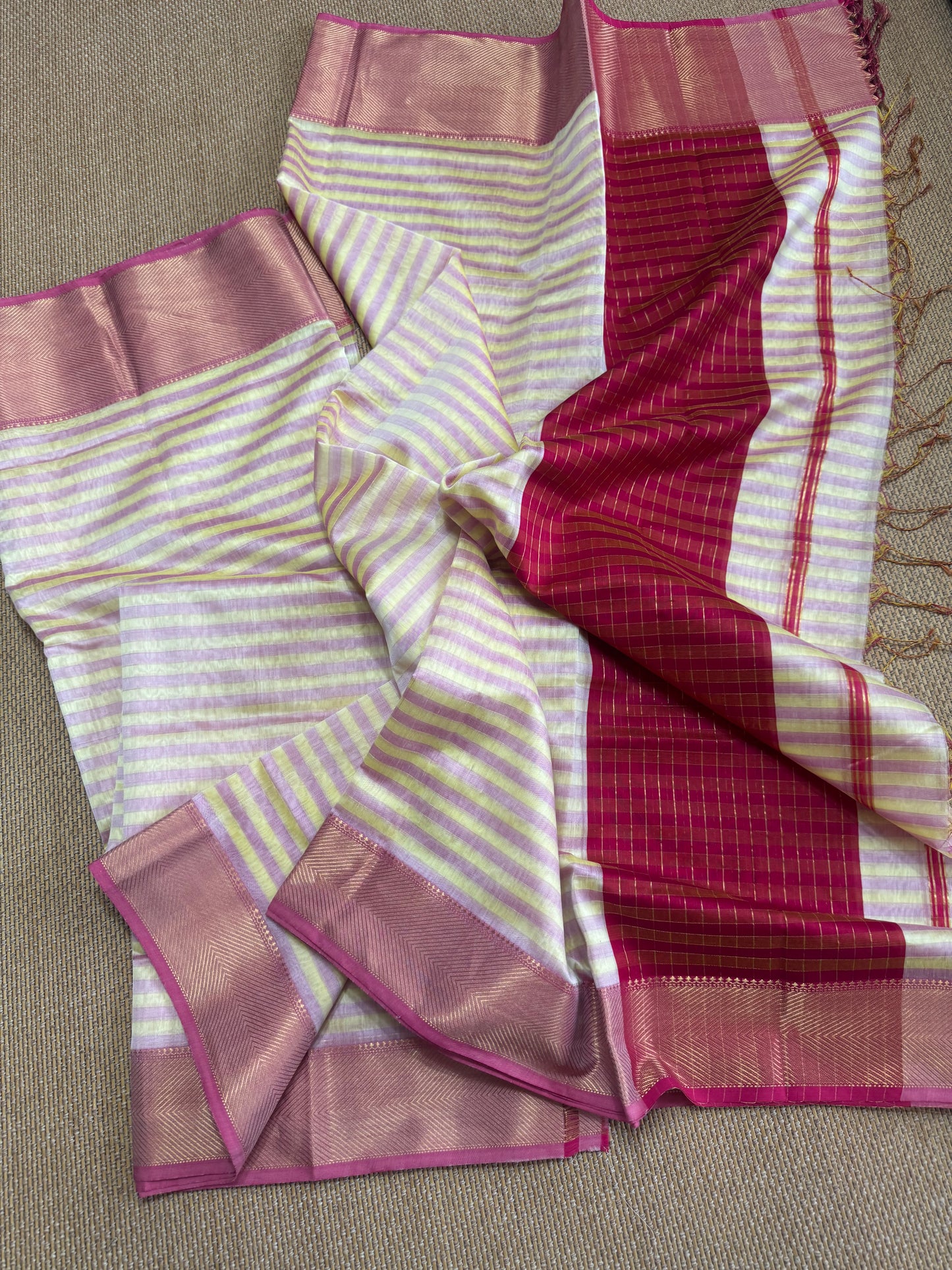 Pure Handloom Maheswari Silk Cotton Salwar Suit