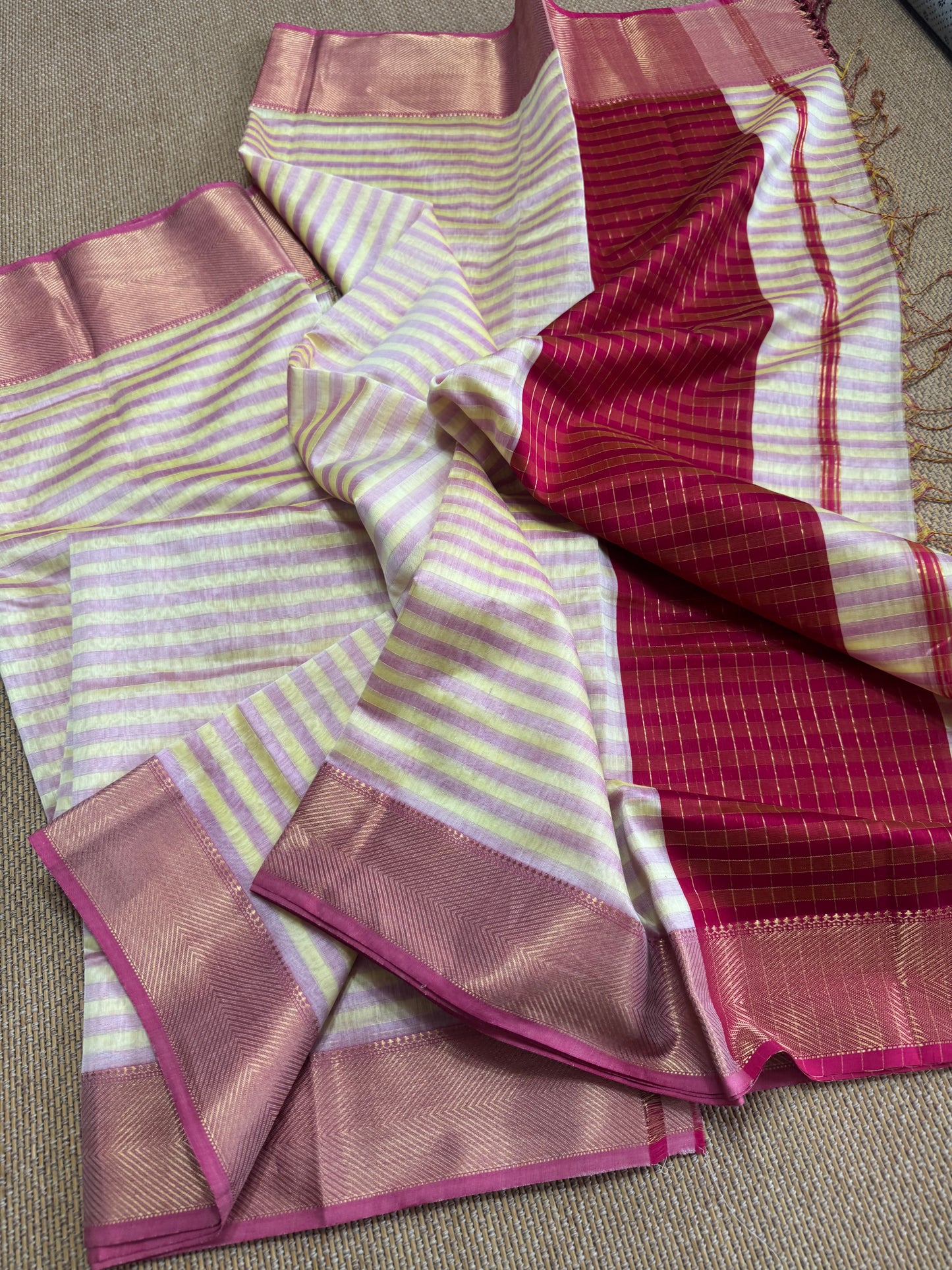 Pure Handloom Maheswari Silk Cotton Salwar Suit