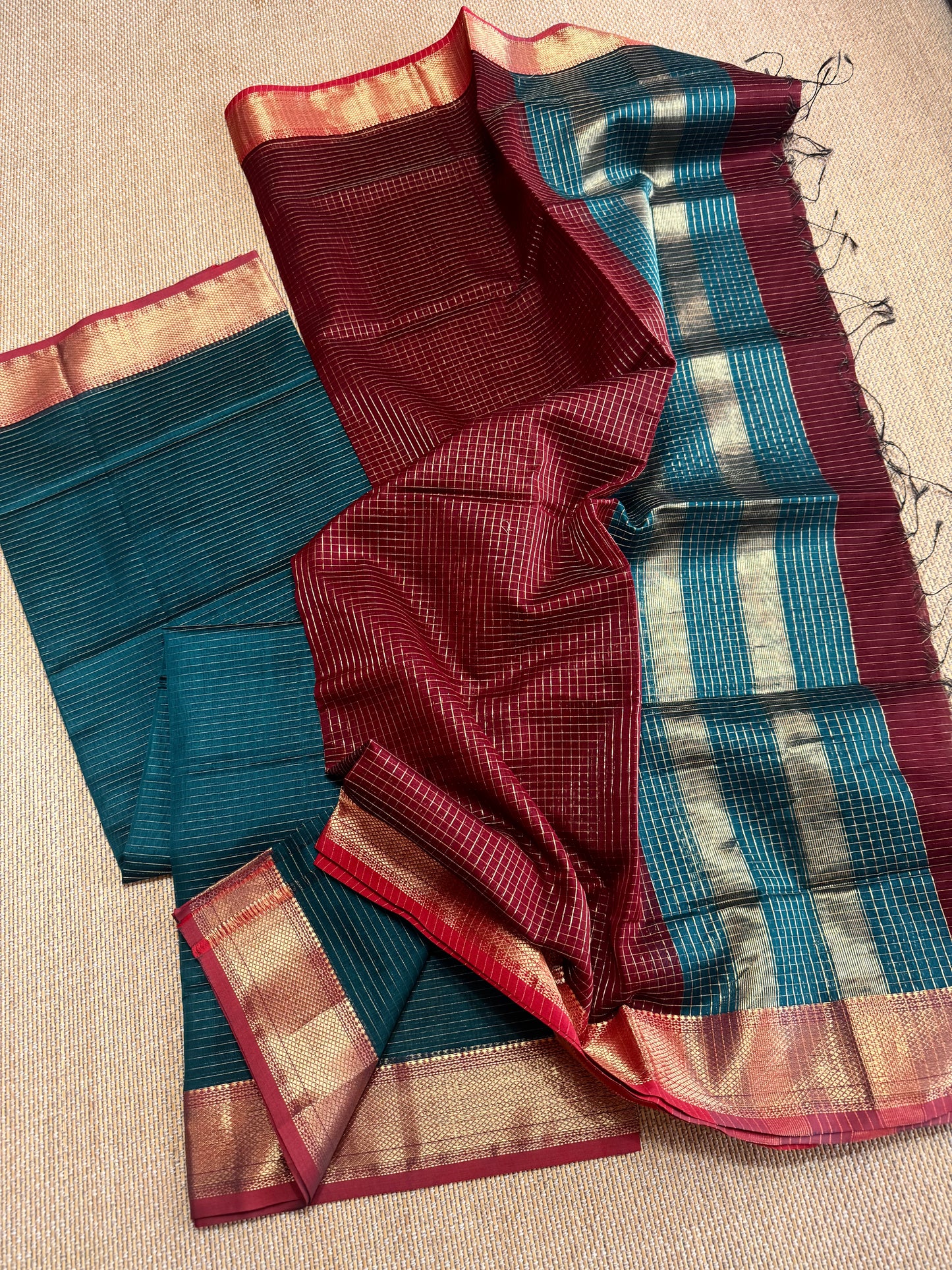 Pure Handloom Maheswari Silk Cotton Salwar Suit