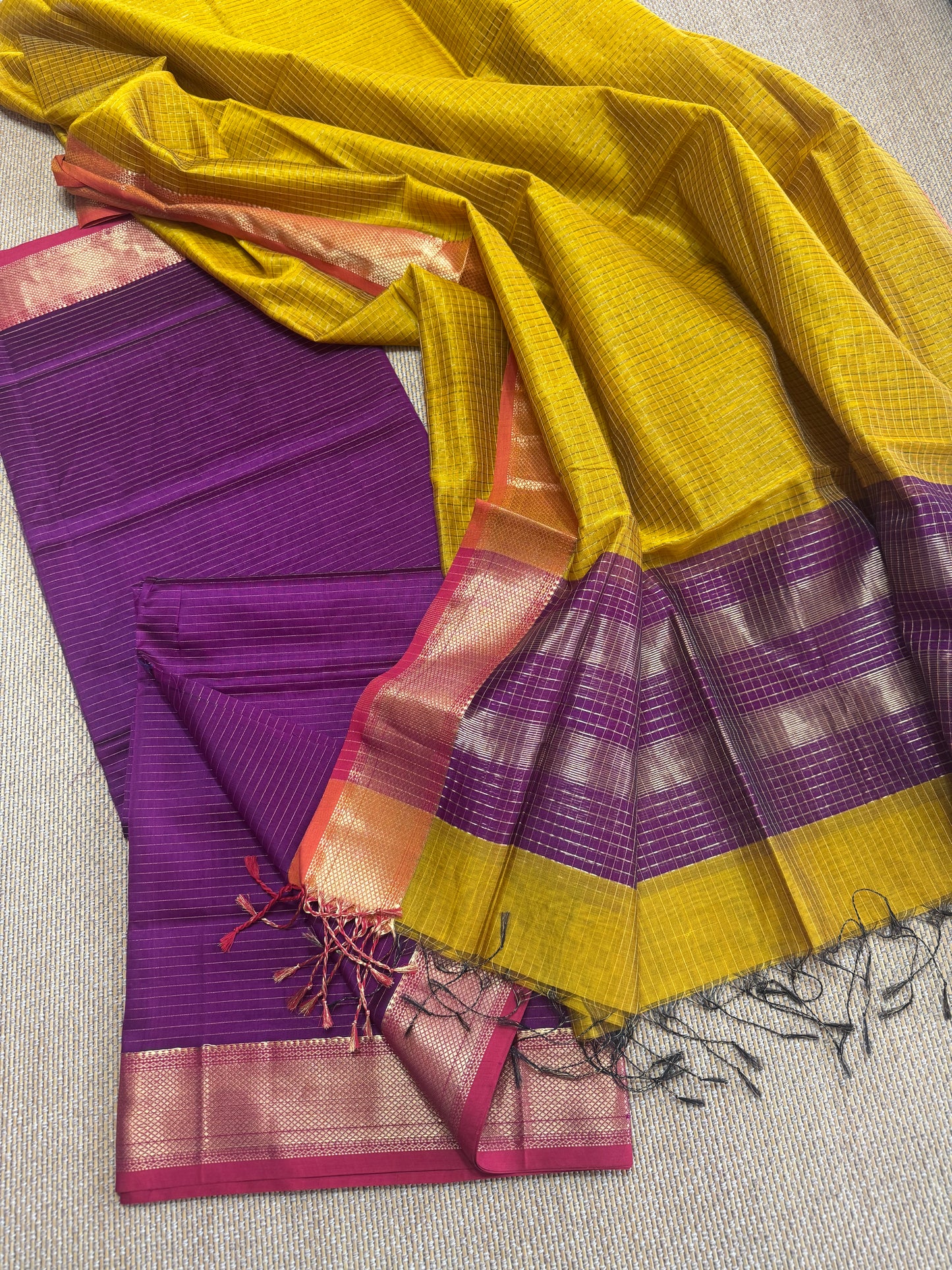 Pure Handloom Maheswari Silk Cotton Salwar Suit