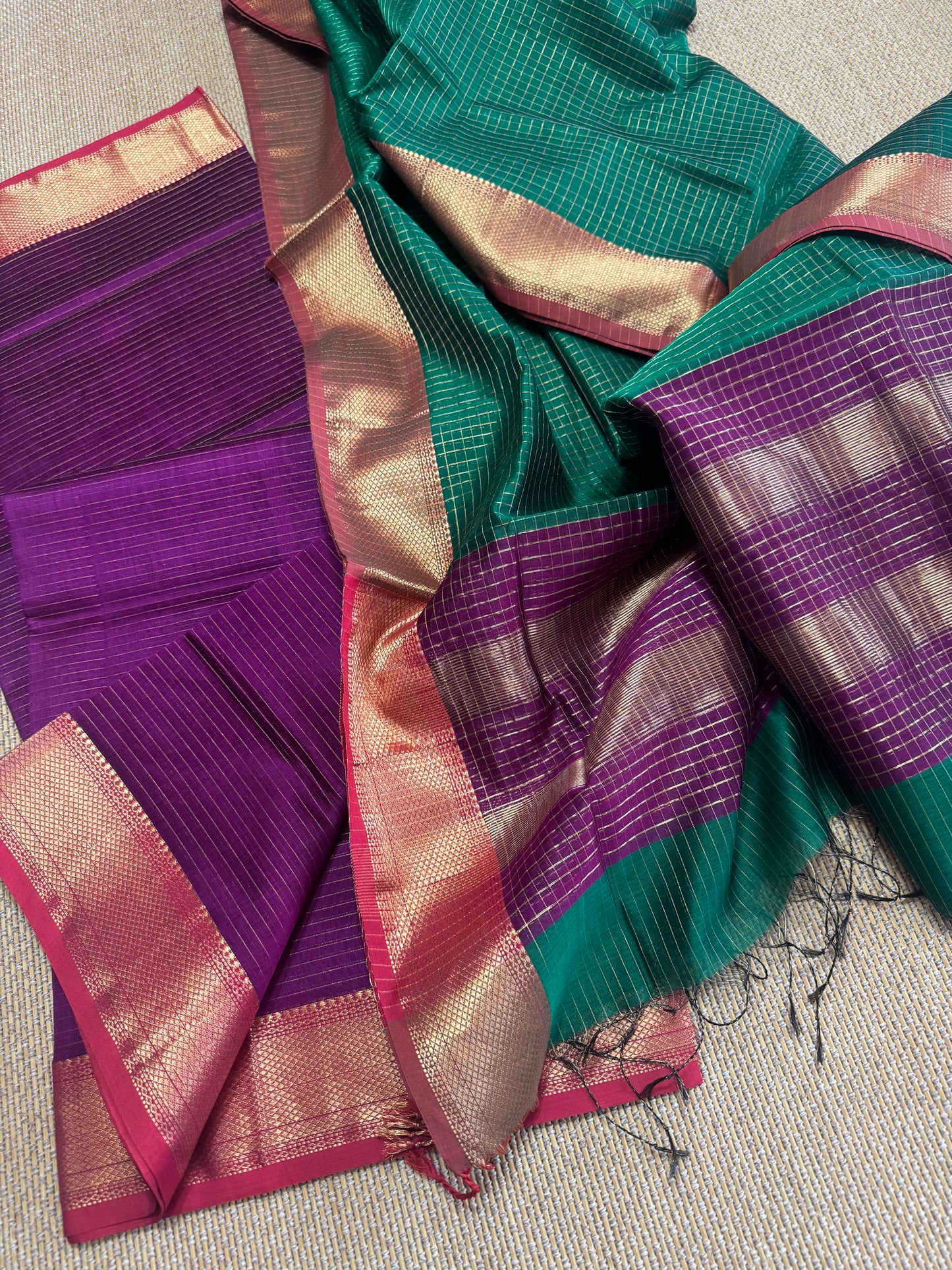 Pure Handloom Maheswari Silk Cotton Salwar Suit