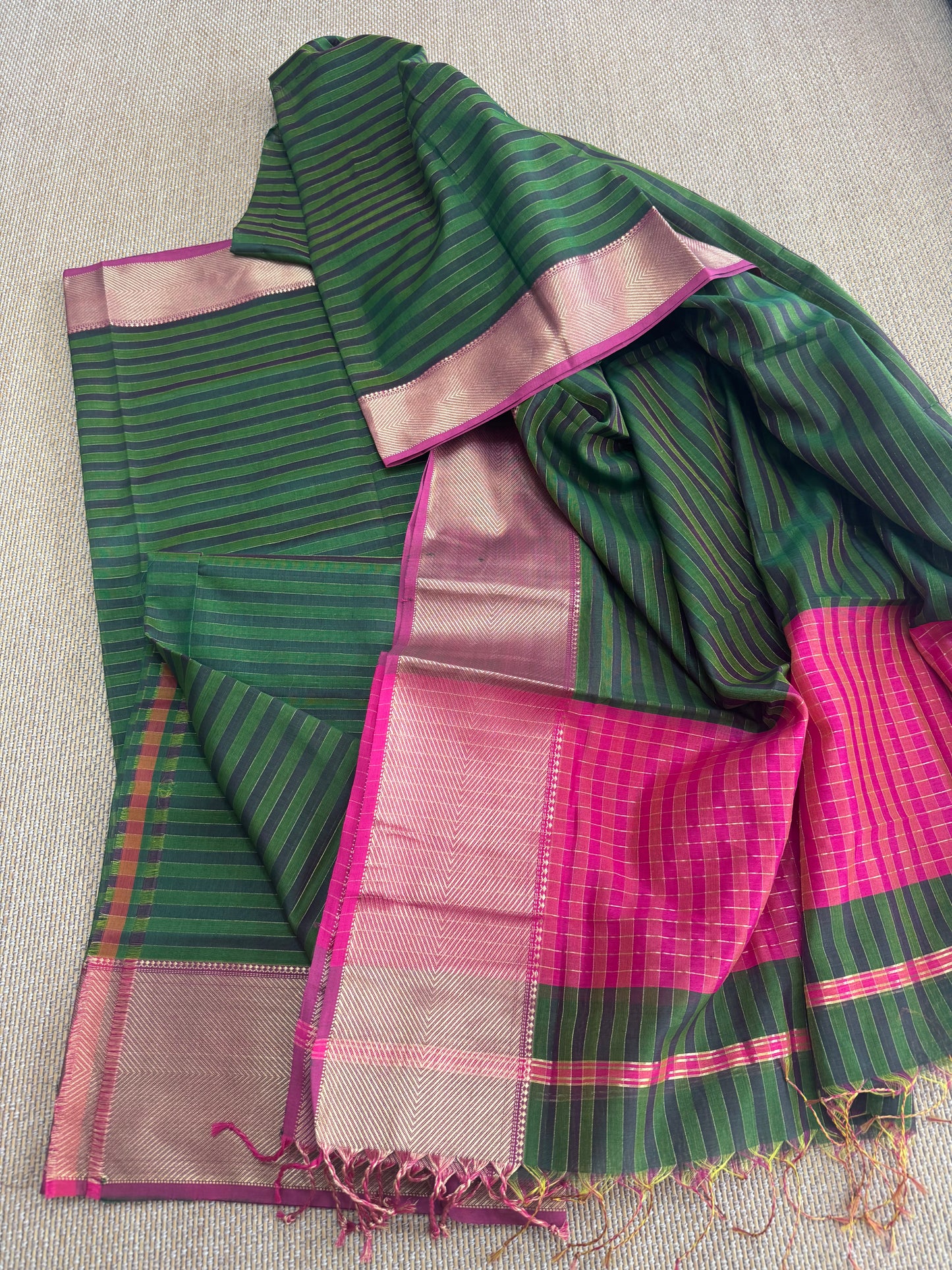 Pure Handloom Maheswari Silk Cotton Salwar Suit