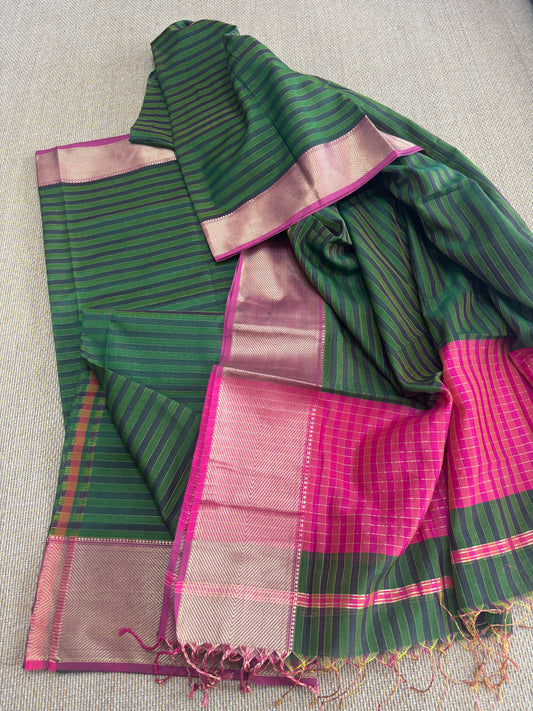 Pure Handloom Maheswari Silk Cotton Salwar Suit
