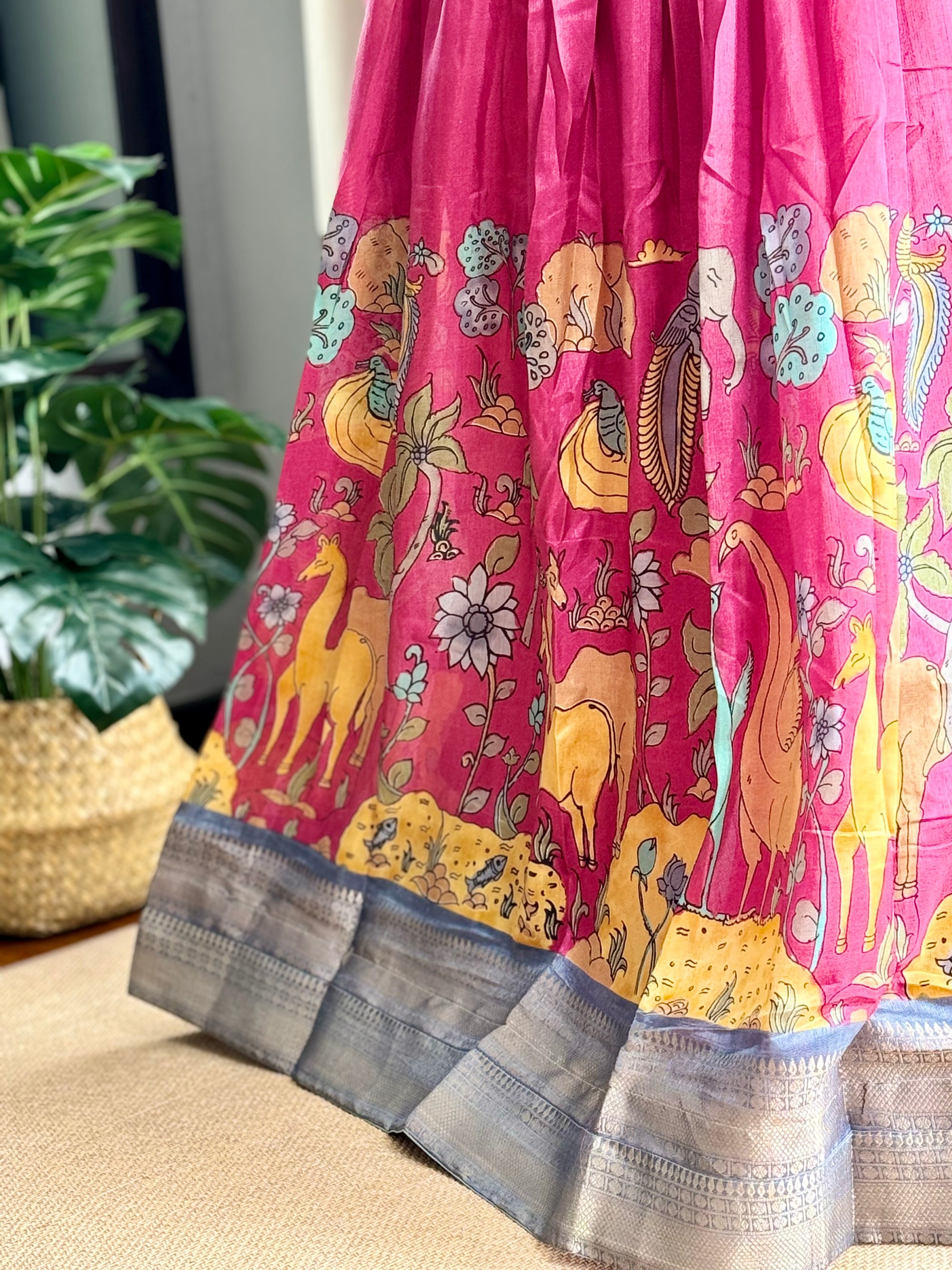 Pen Kalamkari inspired design lehenga Set