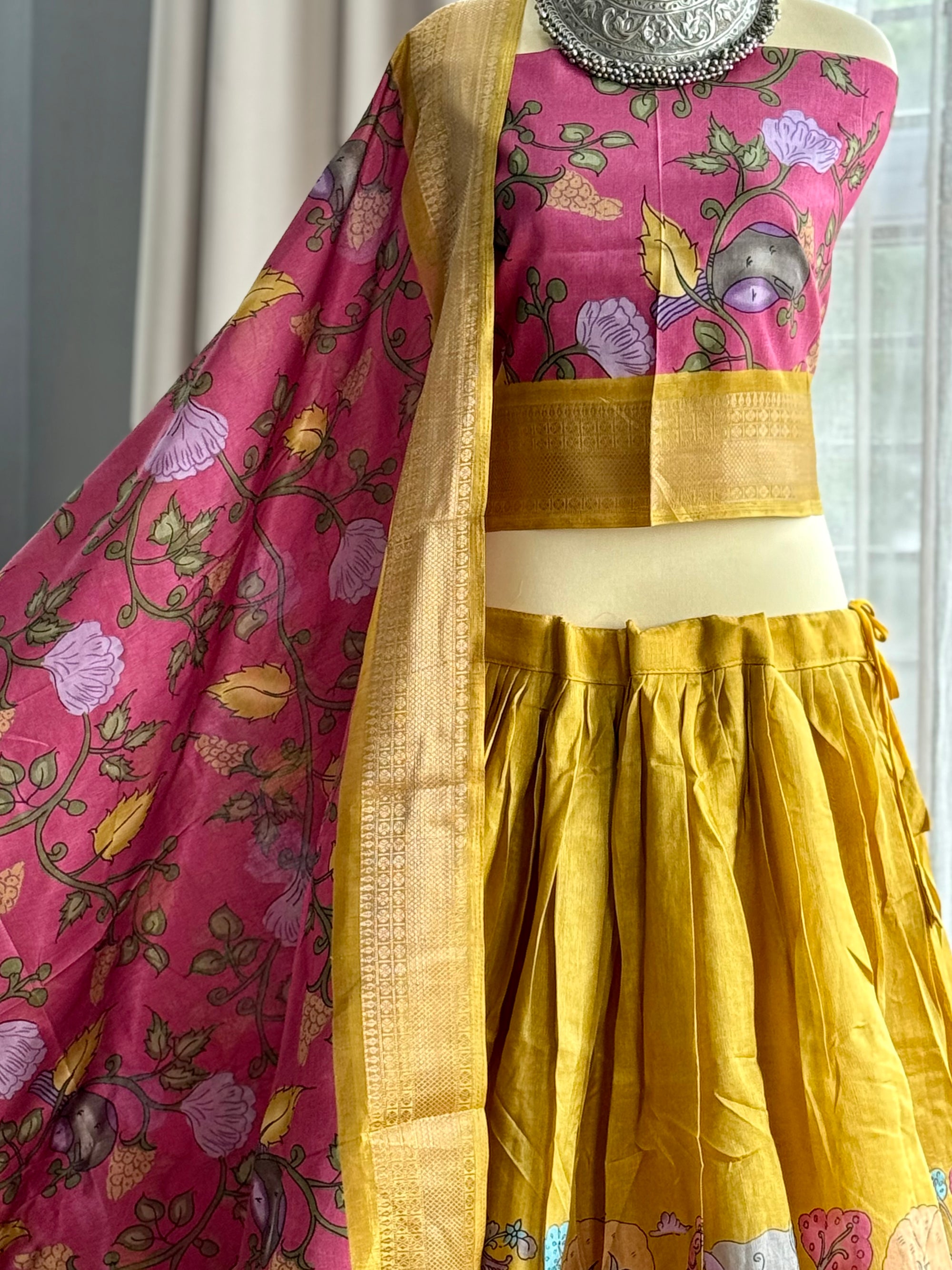 Pen Kalamkari inspired design lehenga Set