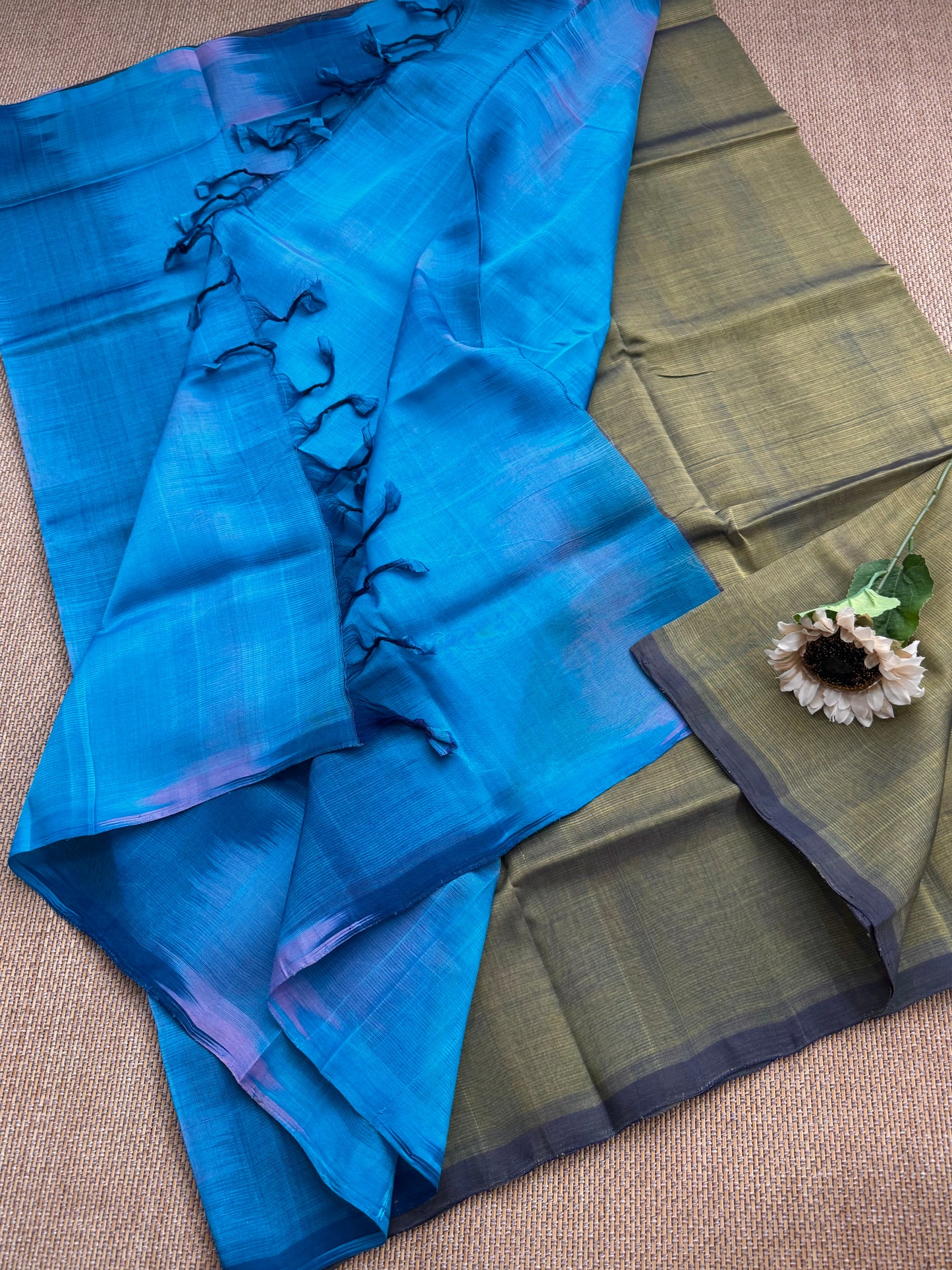 Ikkat Weaves MAnglagiry  Pattu By Cotton Saree