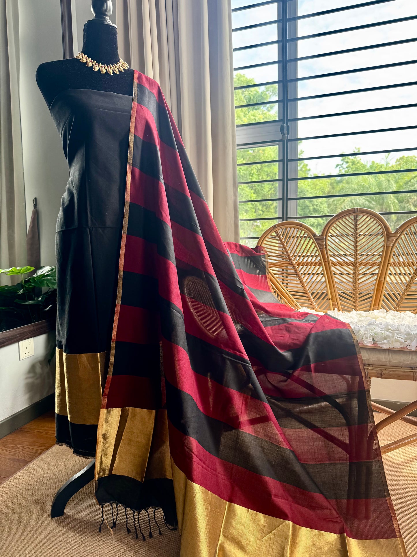 Pure Handloom Maheswari 4 pedal loom Salwar Suit