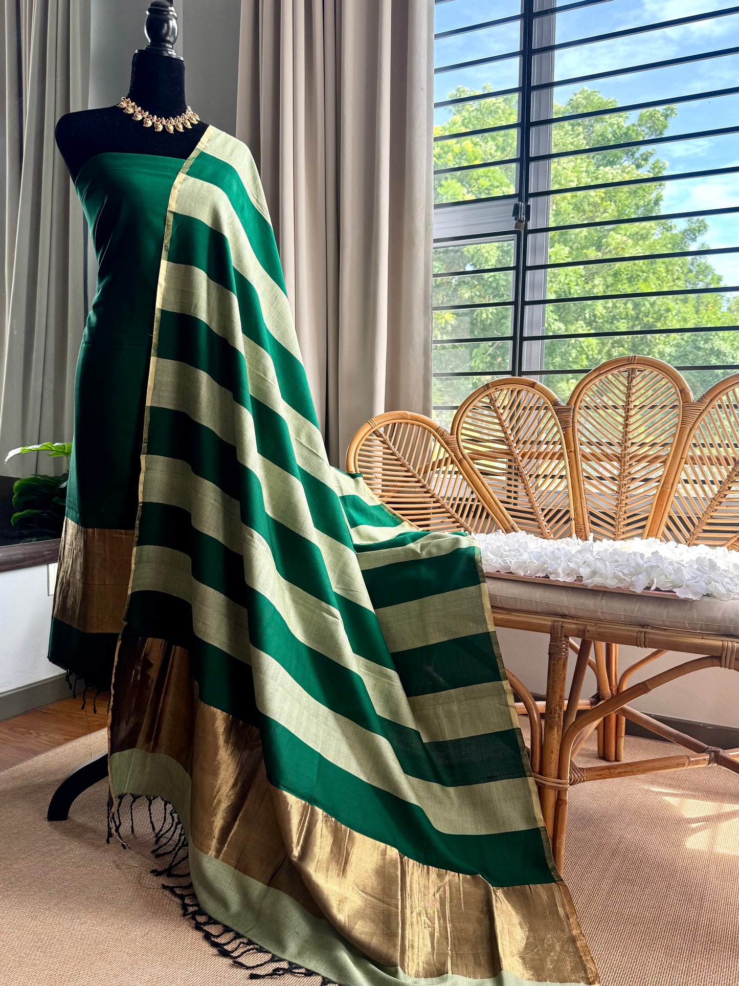 Pure Handloom Maheswari 4 pedal loom Salwar Suit