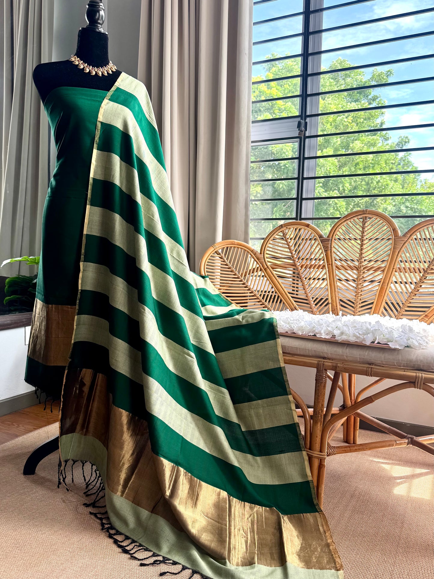 Pure Handloom Maheswari 4 pedal loom Salwar Suit