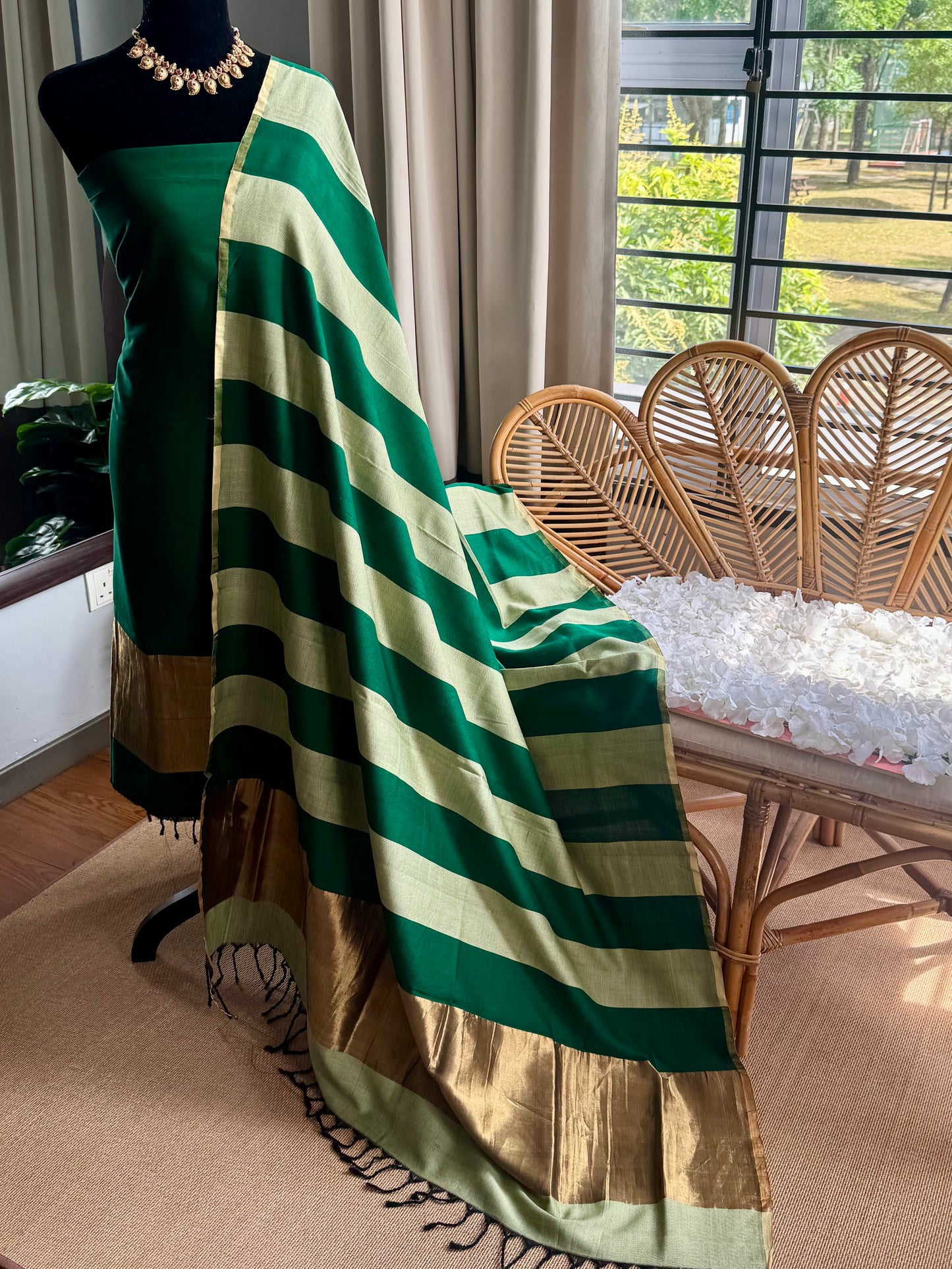 Pure Handloom Maheswari 4 pedal loom Salwar Suit