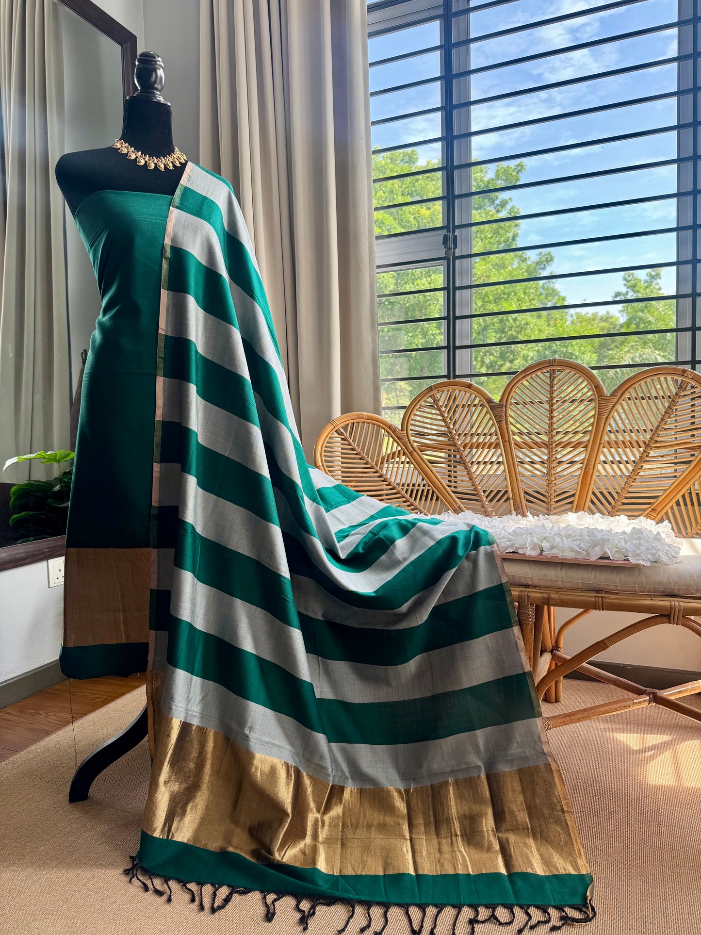 Pure Handloom Maheswari 4 pedal loom Salwar Suit