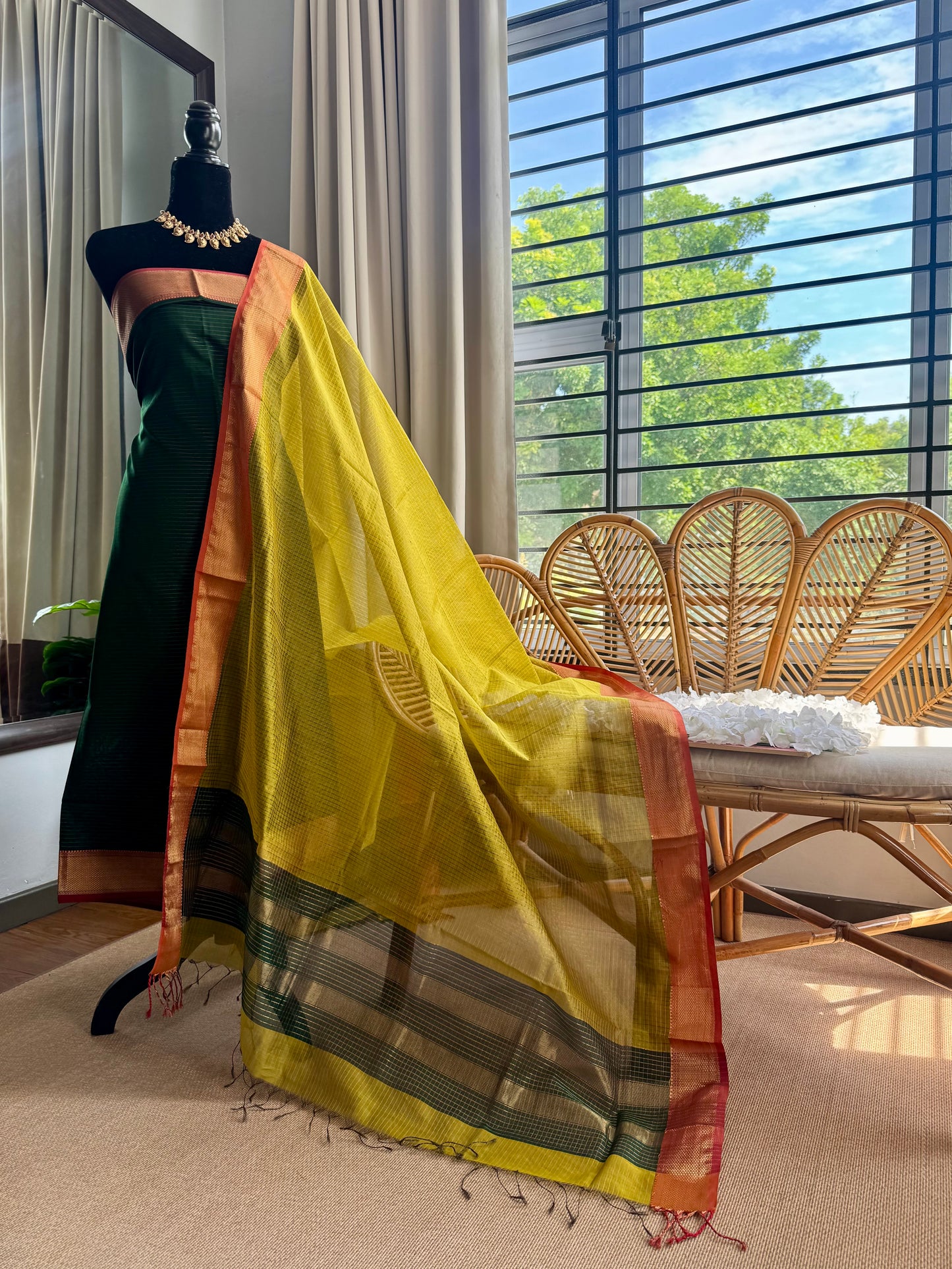 Pure Handloom Maheswari Silk Cotton Salwar Suit
