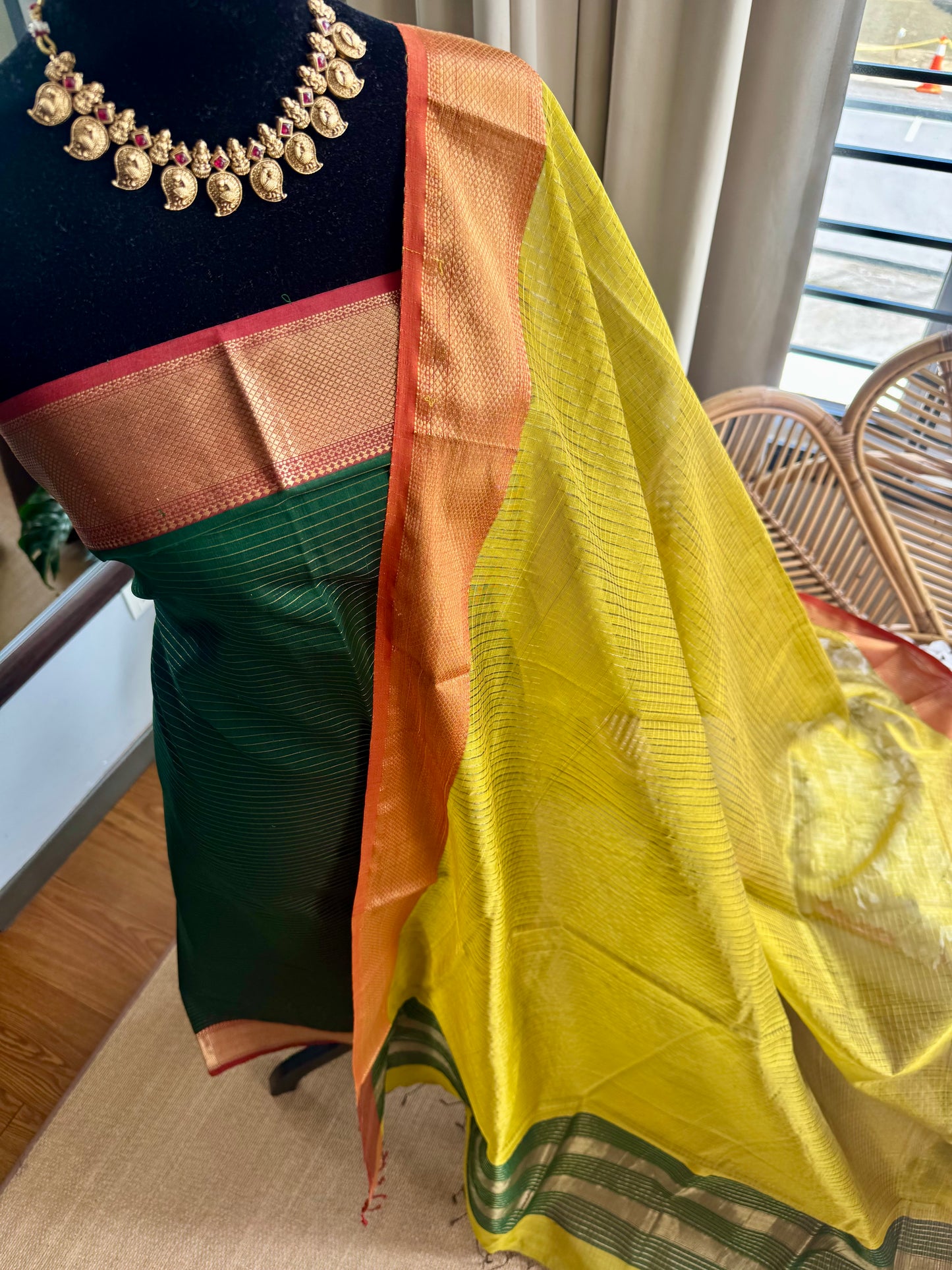 Pure Handloom Maheswari Silk Cotton Salwar Suit