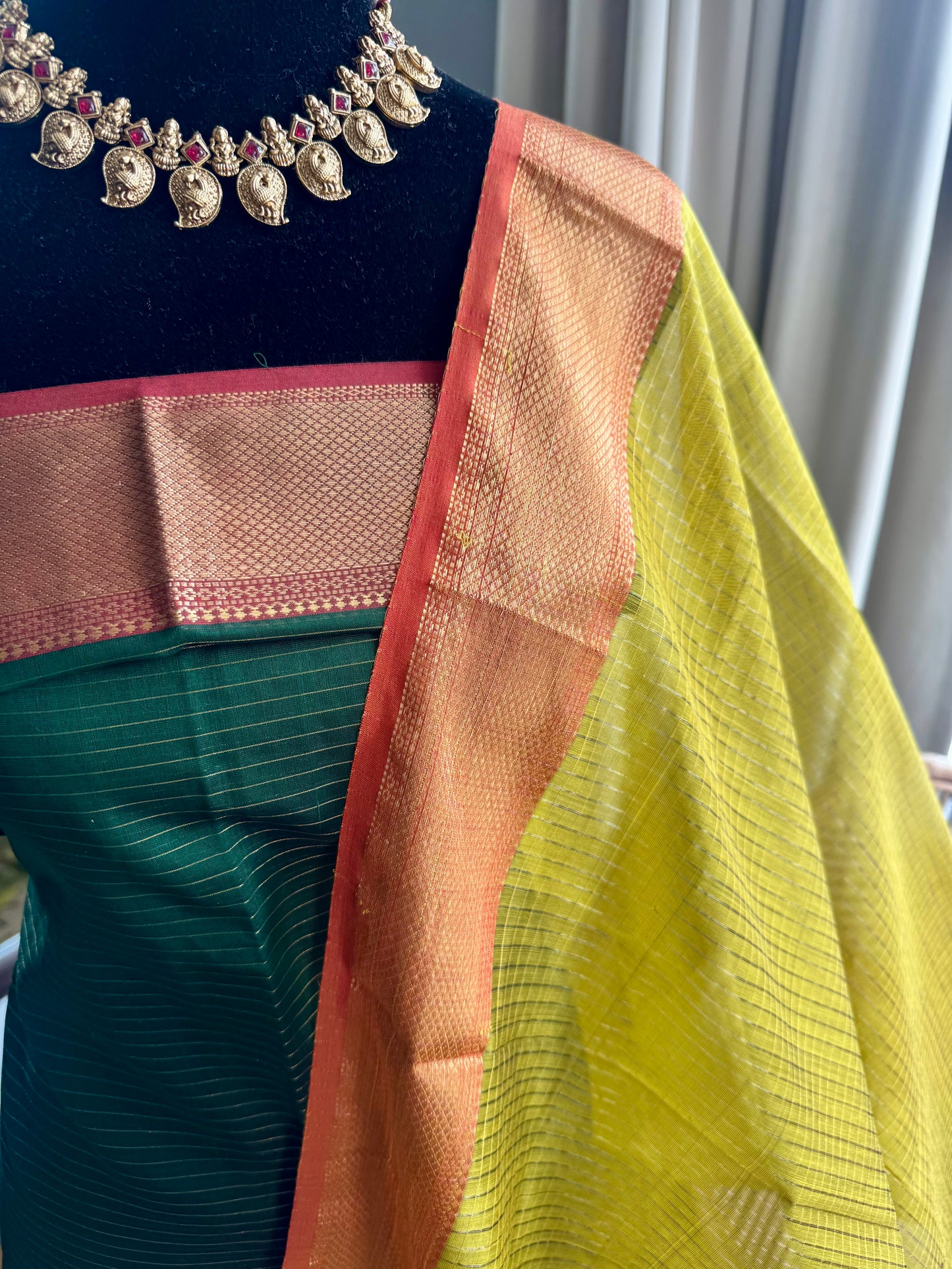 Pure Handloom Maheswari Silk Cotton Salwar Suit