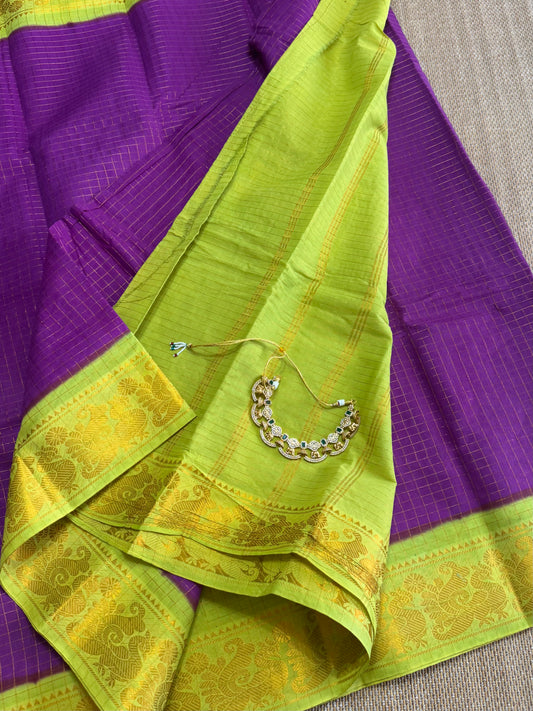 Sungudi zari kattam cotton saree