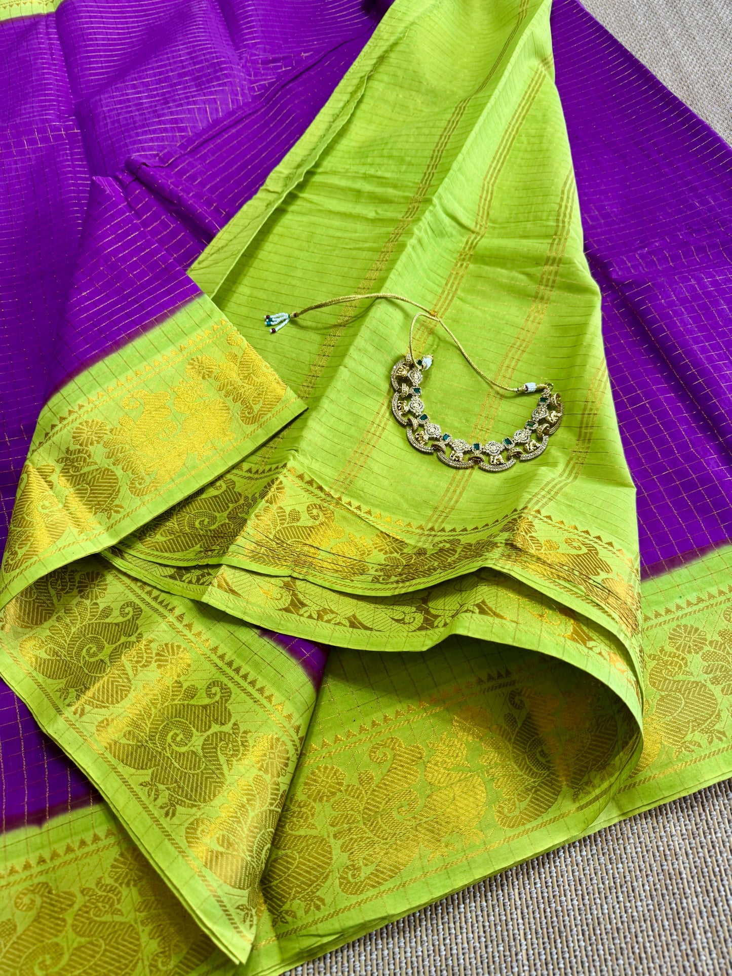 Sungudi zari kattam cotton saree