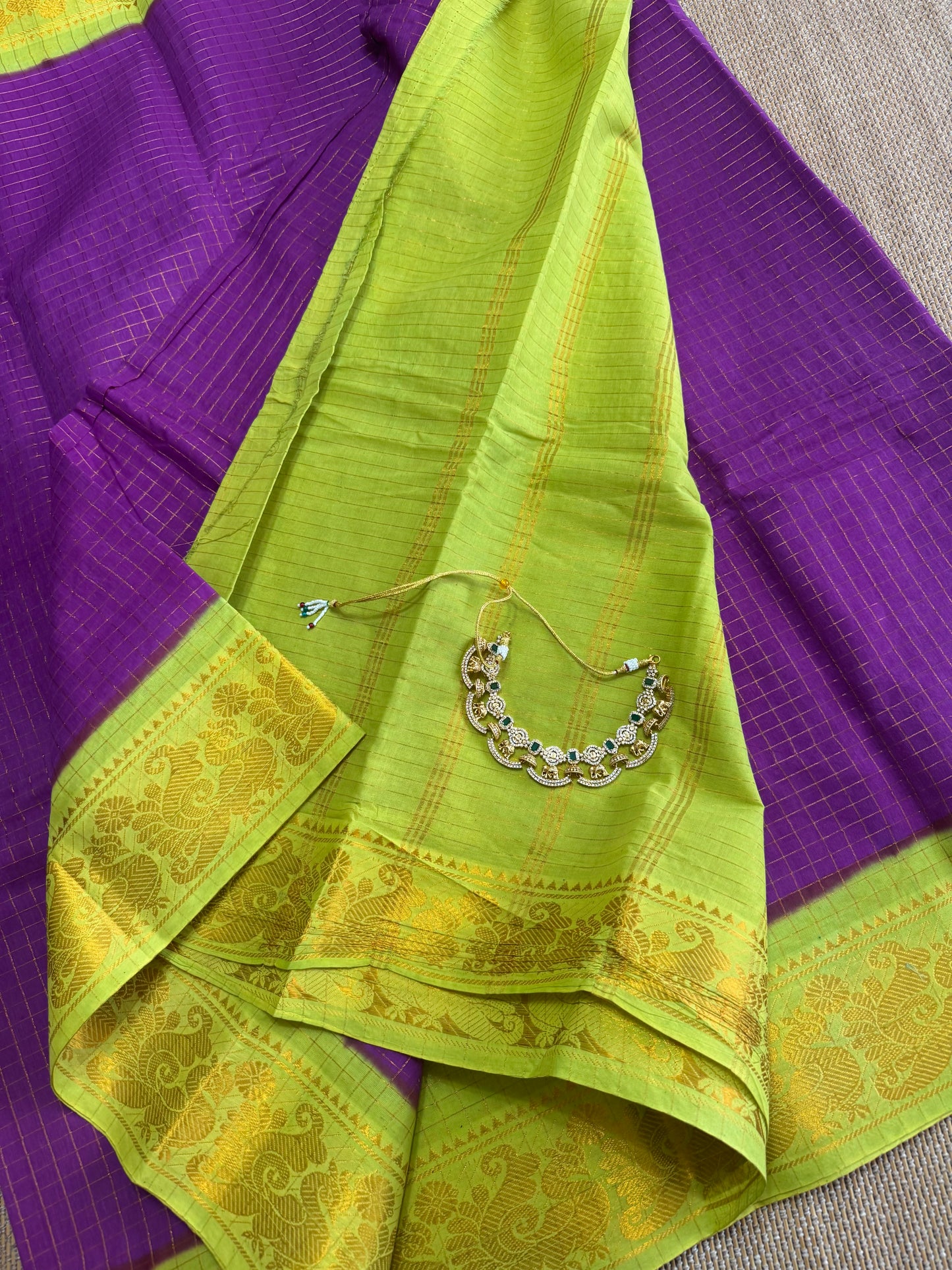 Sungudi zari kattam cotton saree