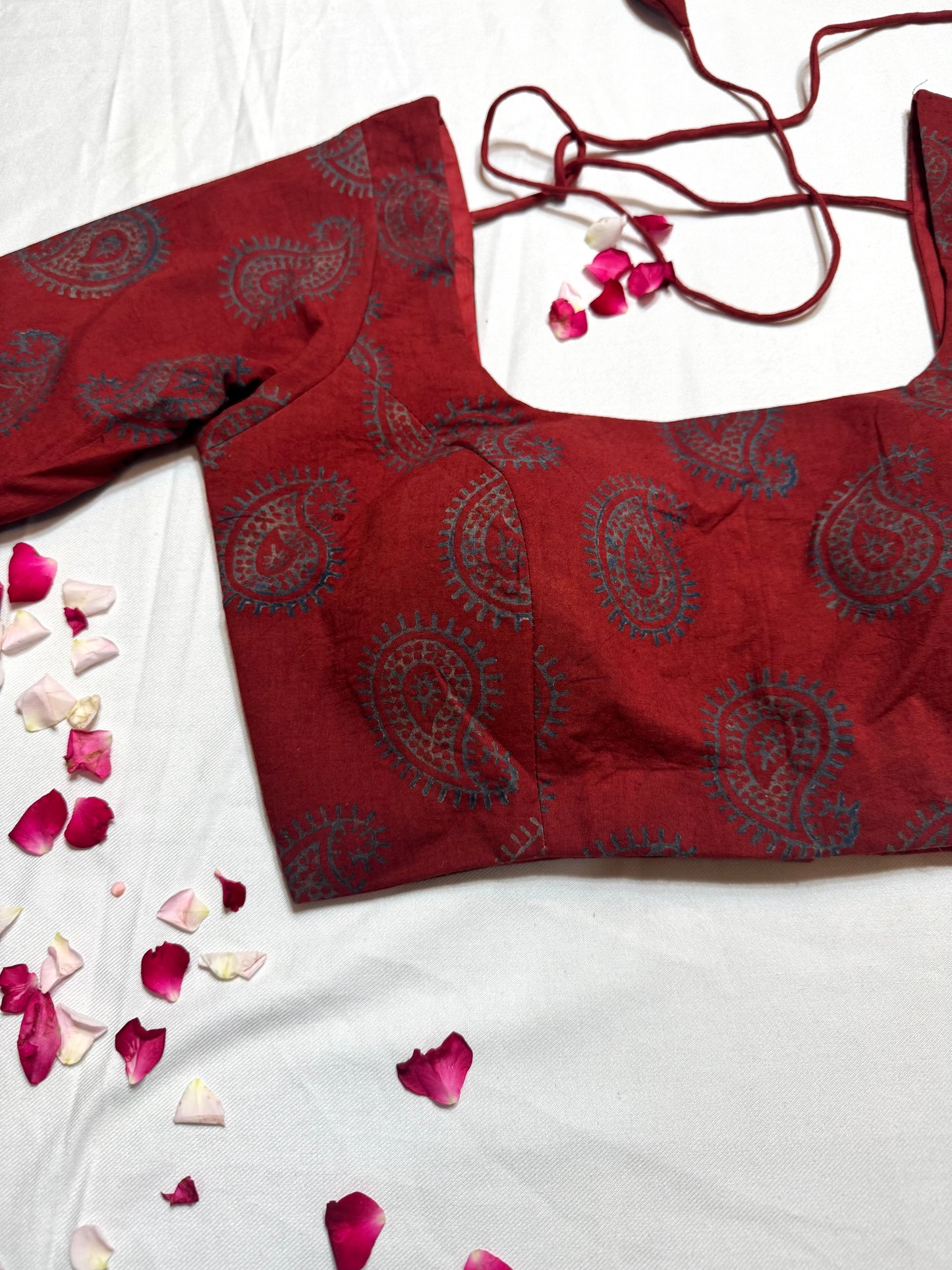 cotton ajrakh ready made blouse