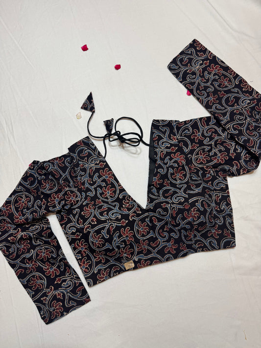 cotton ajrakh ready made blouse