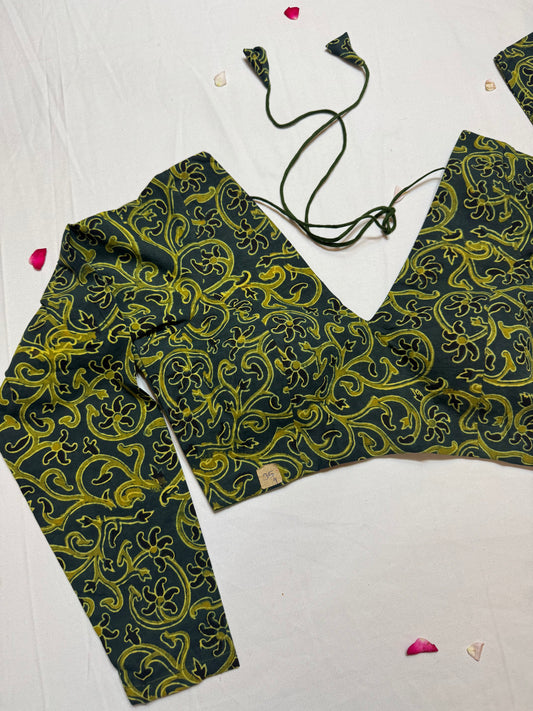 cotton ajrakh ready made blouse