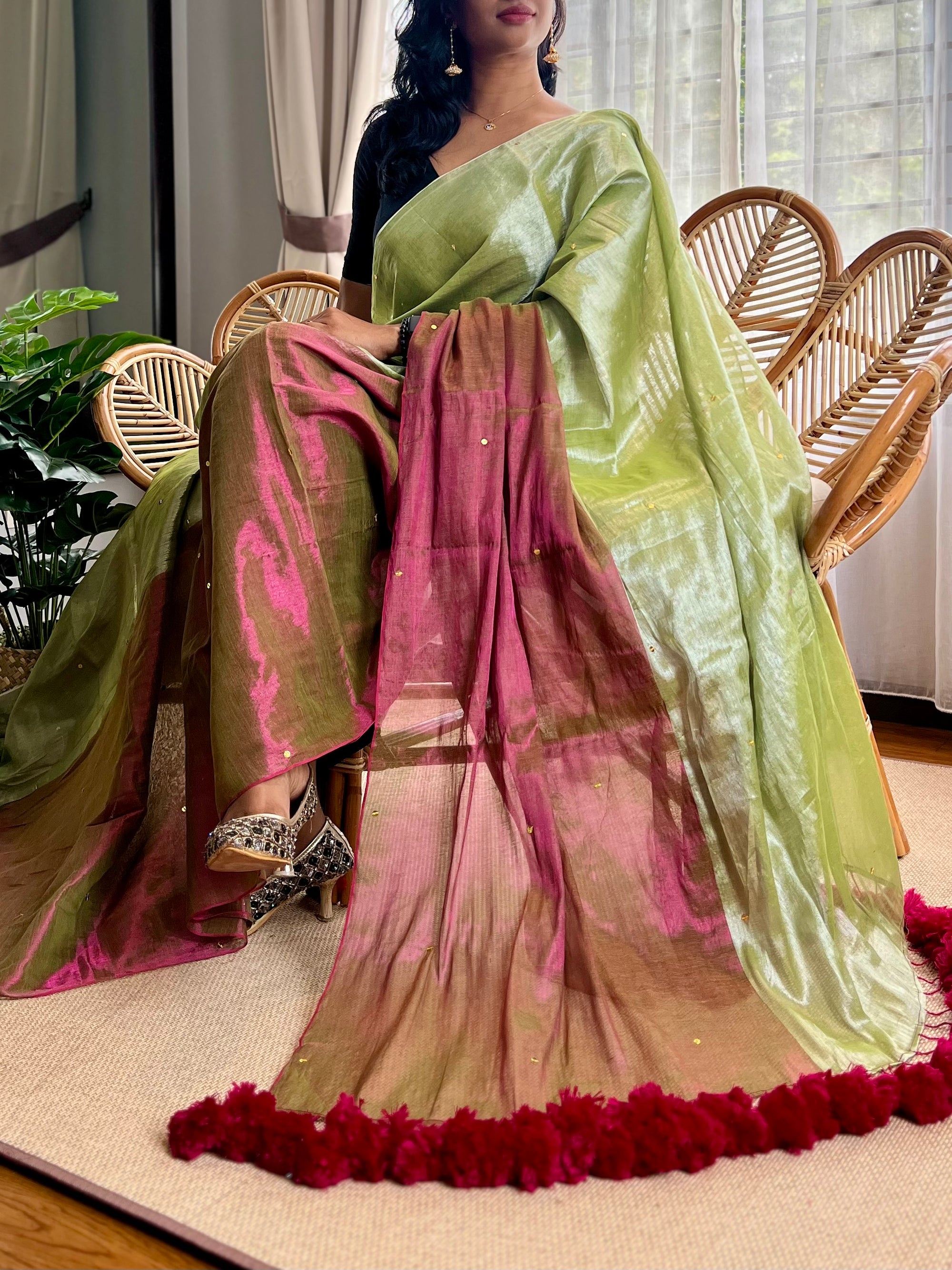 Metalic Raaga with Small Sequin works all over the saree