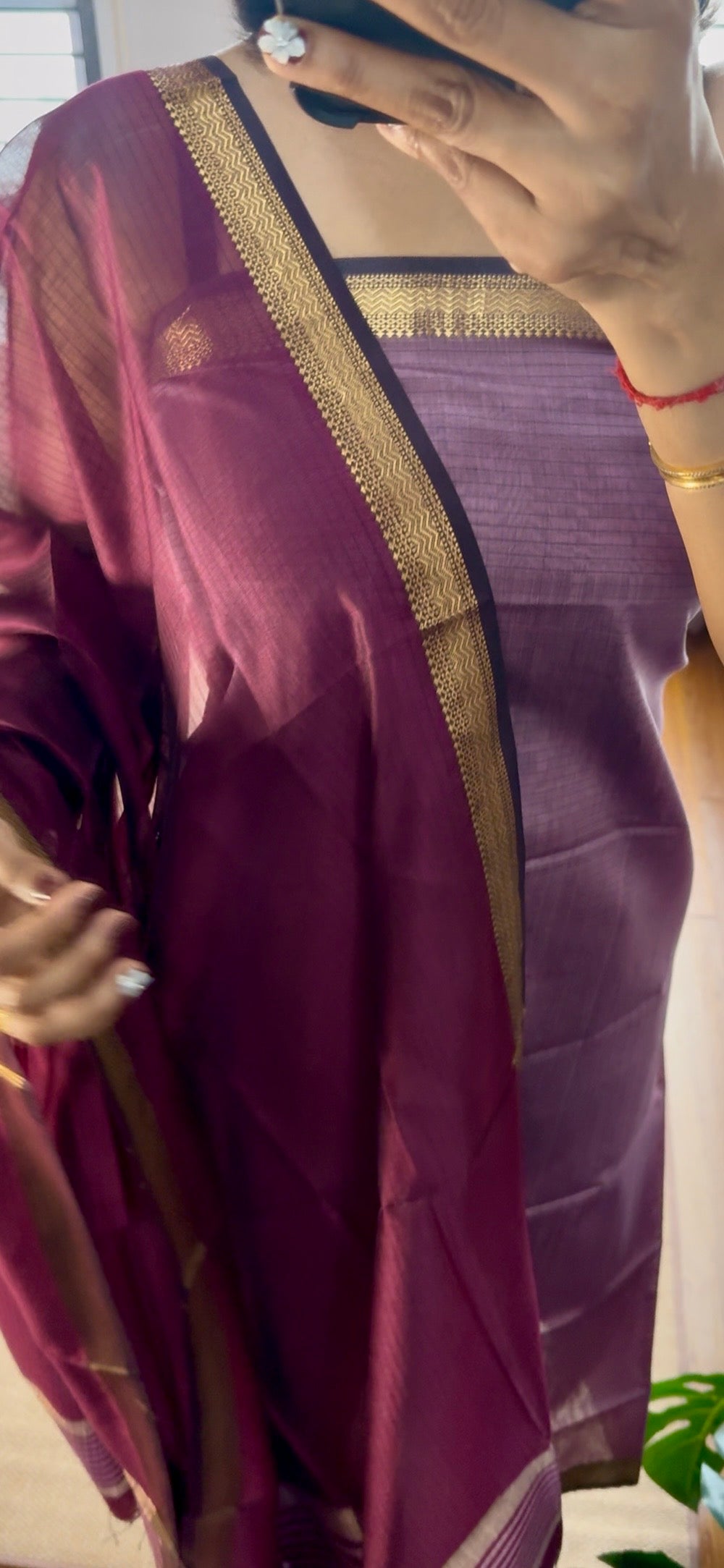 Pure Handloom Maheswari Silk Cotton Salwar Suit (Copy)