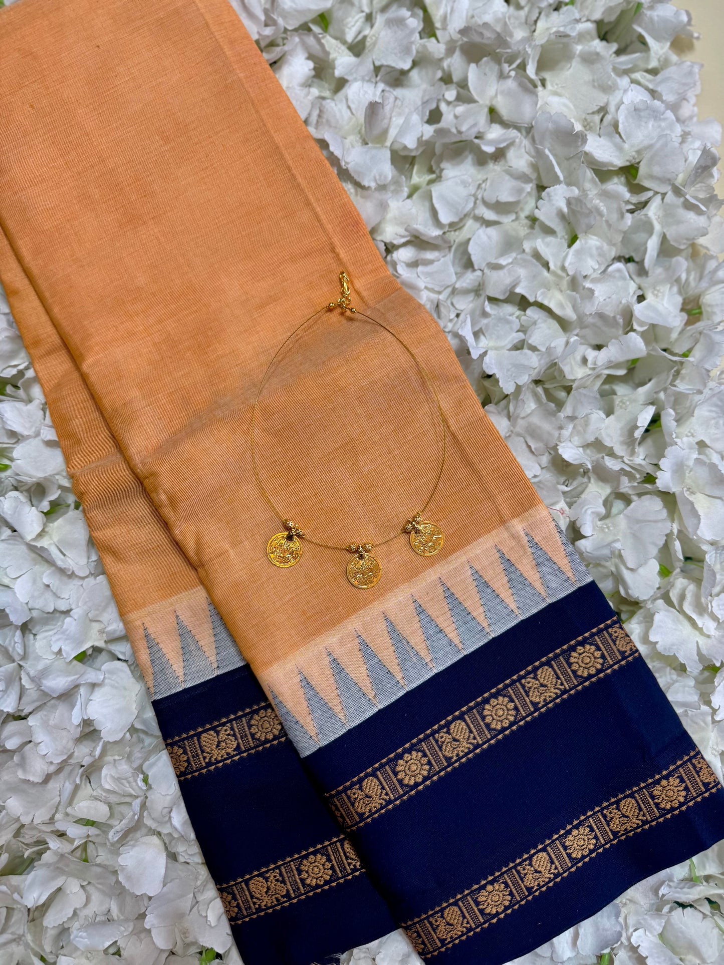 Pure Handloom Korvai Temple Border Cotton Saree