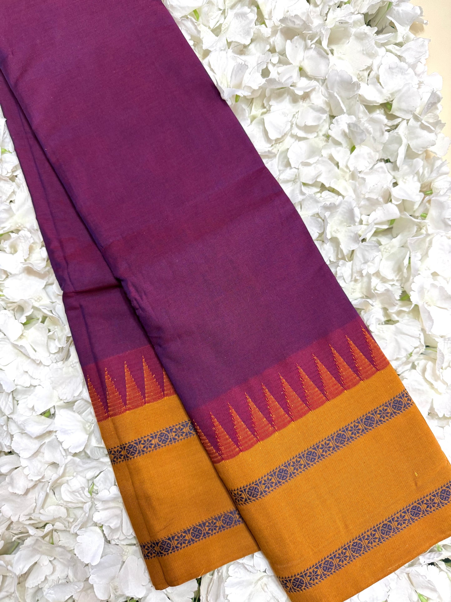 Pure Handloom Korvai Temple Border Cotton Saree