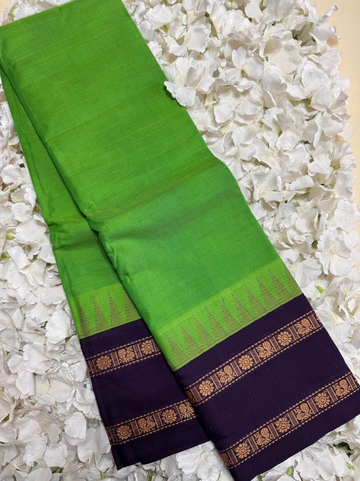 Pure Handloom Korvai Temple Border Cotton Saree